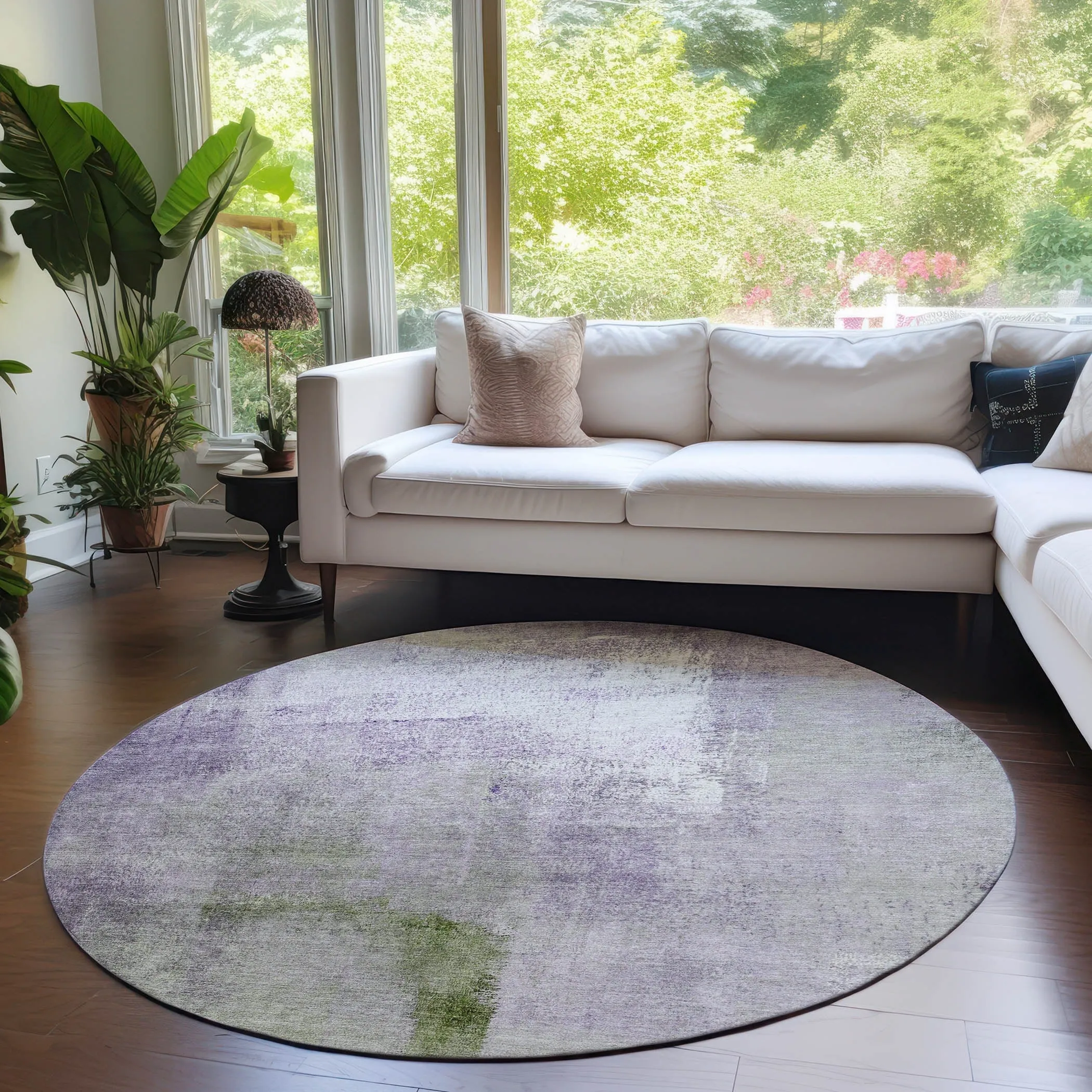 Machine Washable Indoor/ Outdoor Chantille Solid Ombre Rug