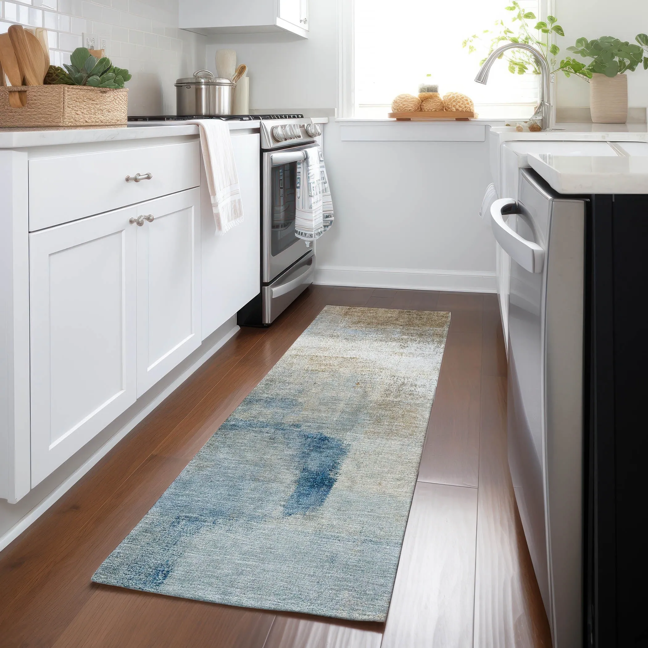 Machine Washable Indoor/ Outdoor Chantille Solid Ombre Rug