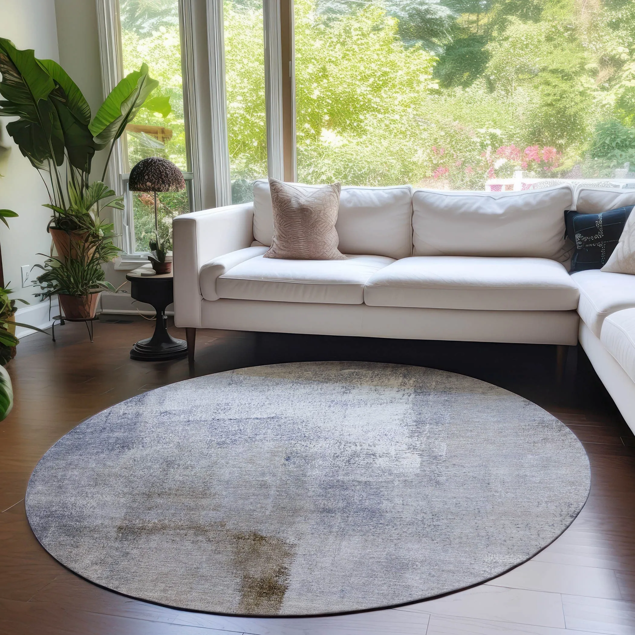 Machine Washable Indoor/ Outdoor Chantille Solid Ombre Rug