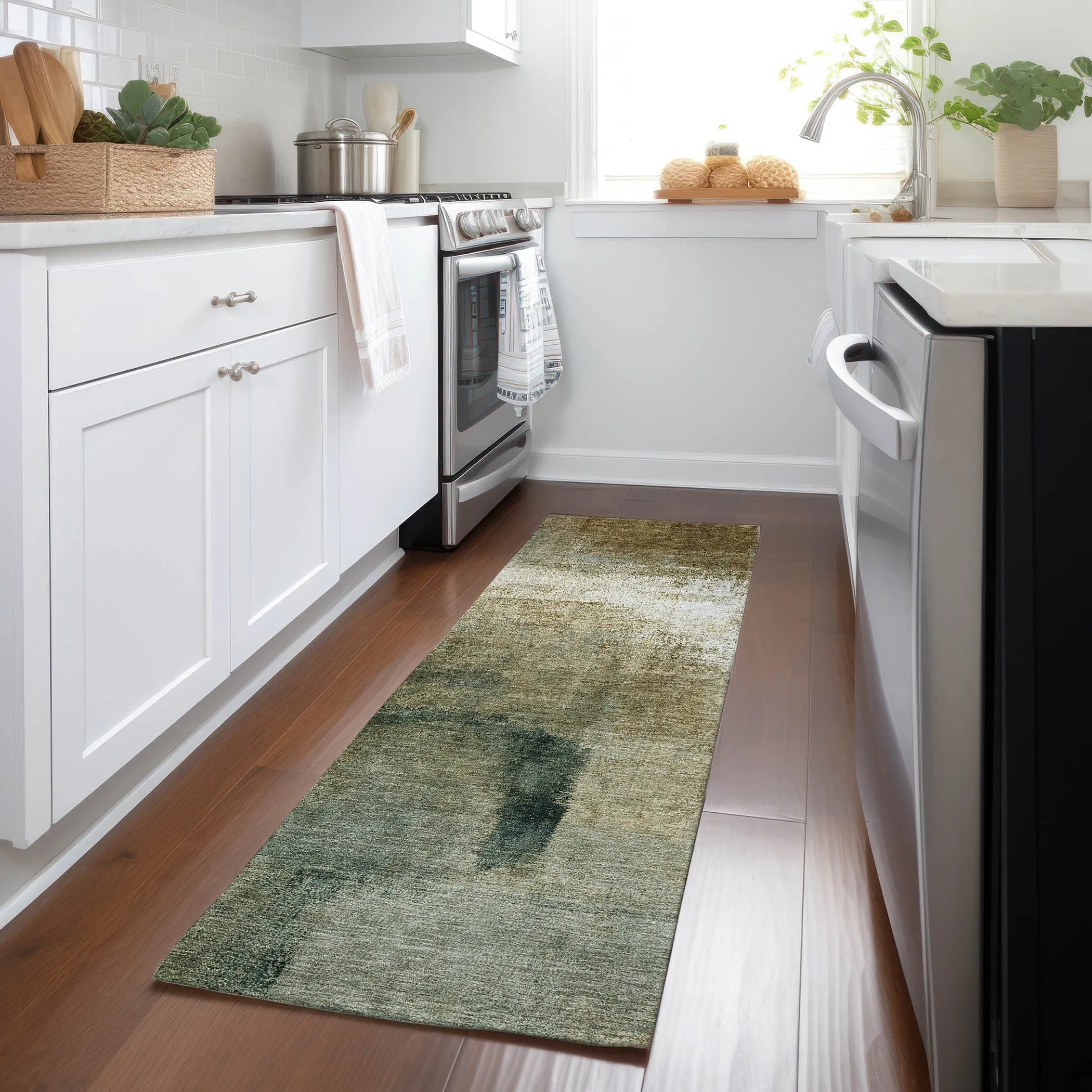 Machine Washable Indoor/ Outdoor Chantille Solid Ombre Rug