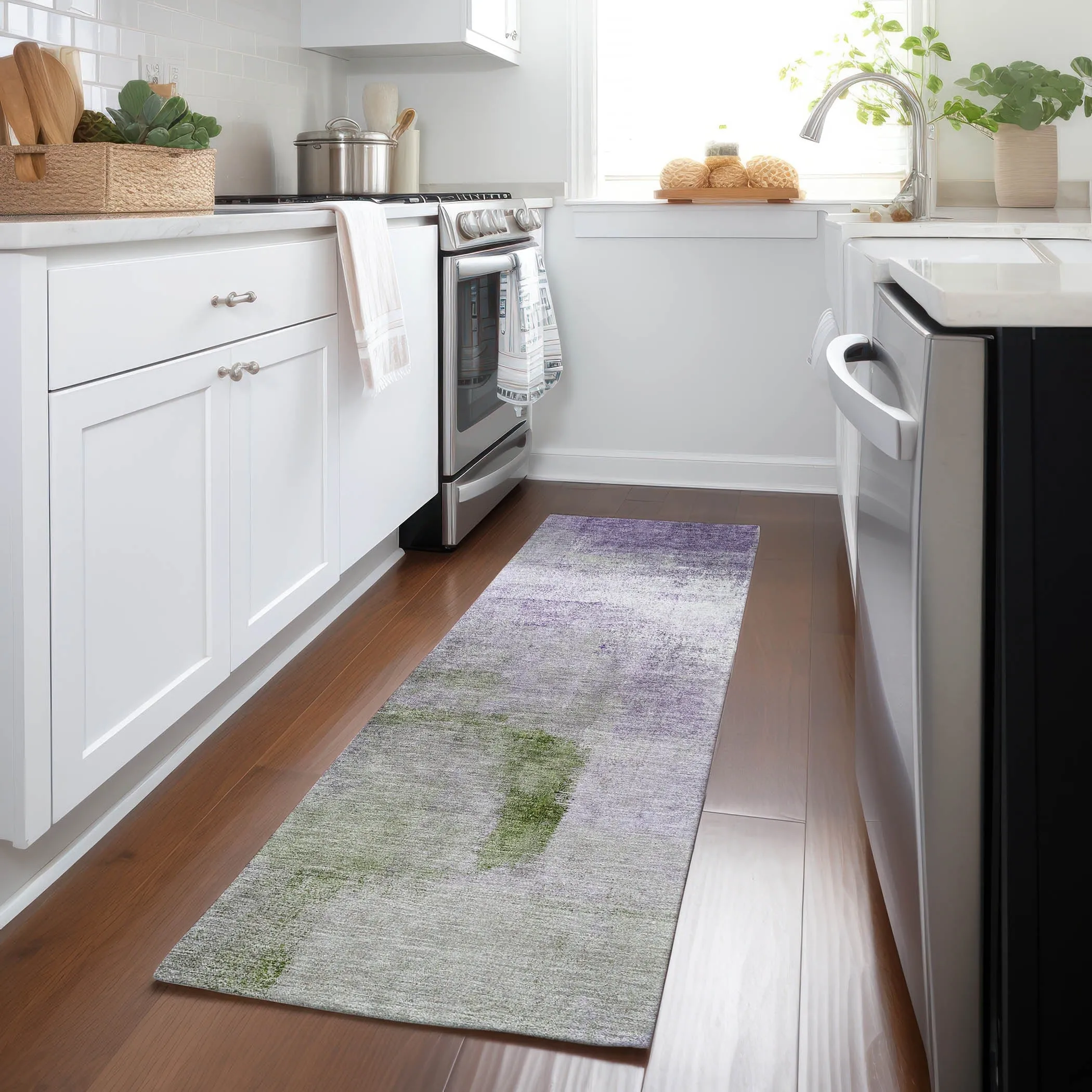 Machine Washable Indoor/ Outdoor Chantille Solid Ombre Rug