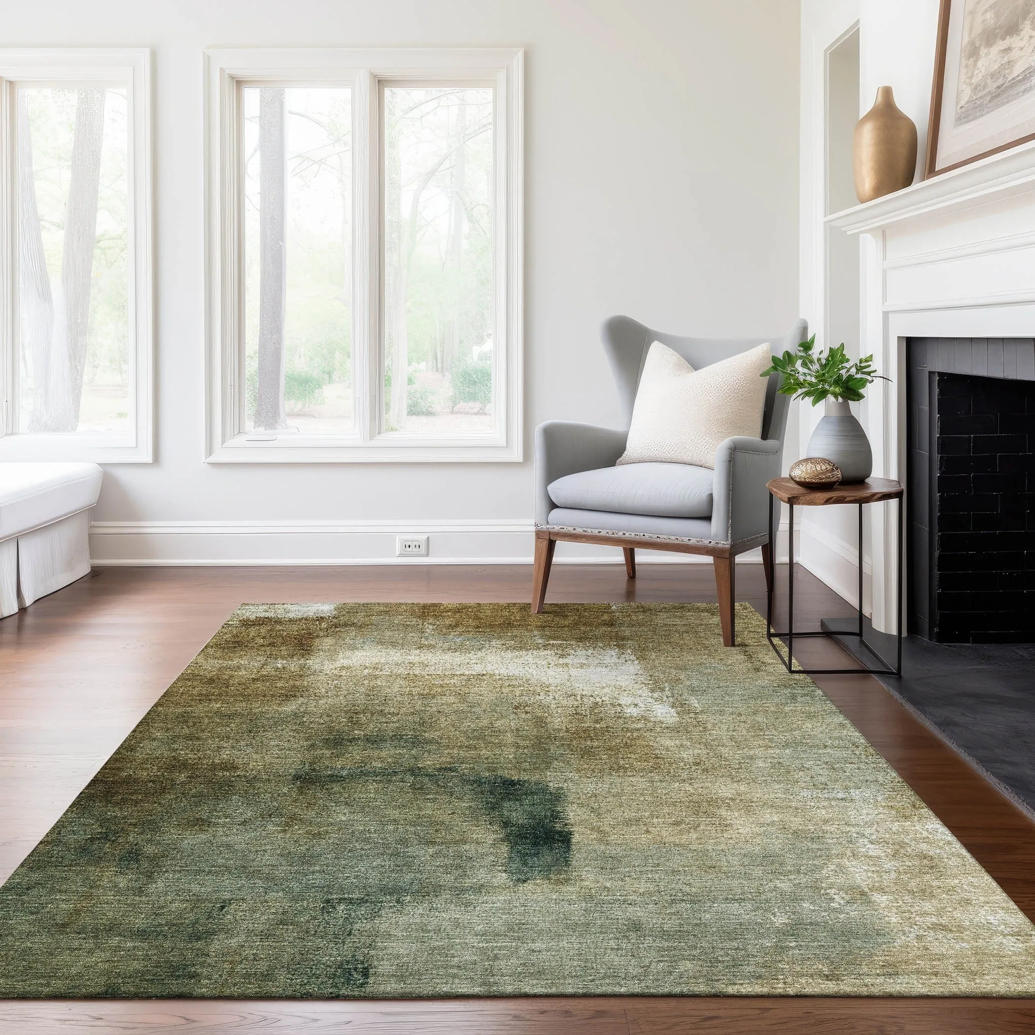 Machine Washable Indoor/ Outdoor Chantille Solid Ombre Rug