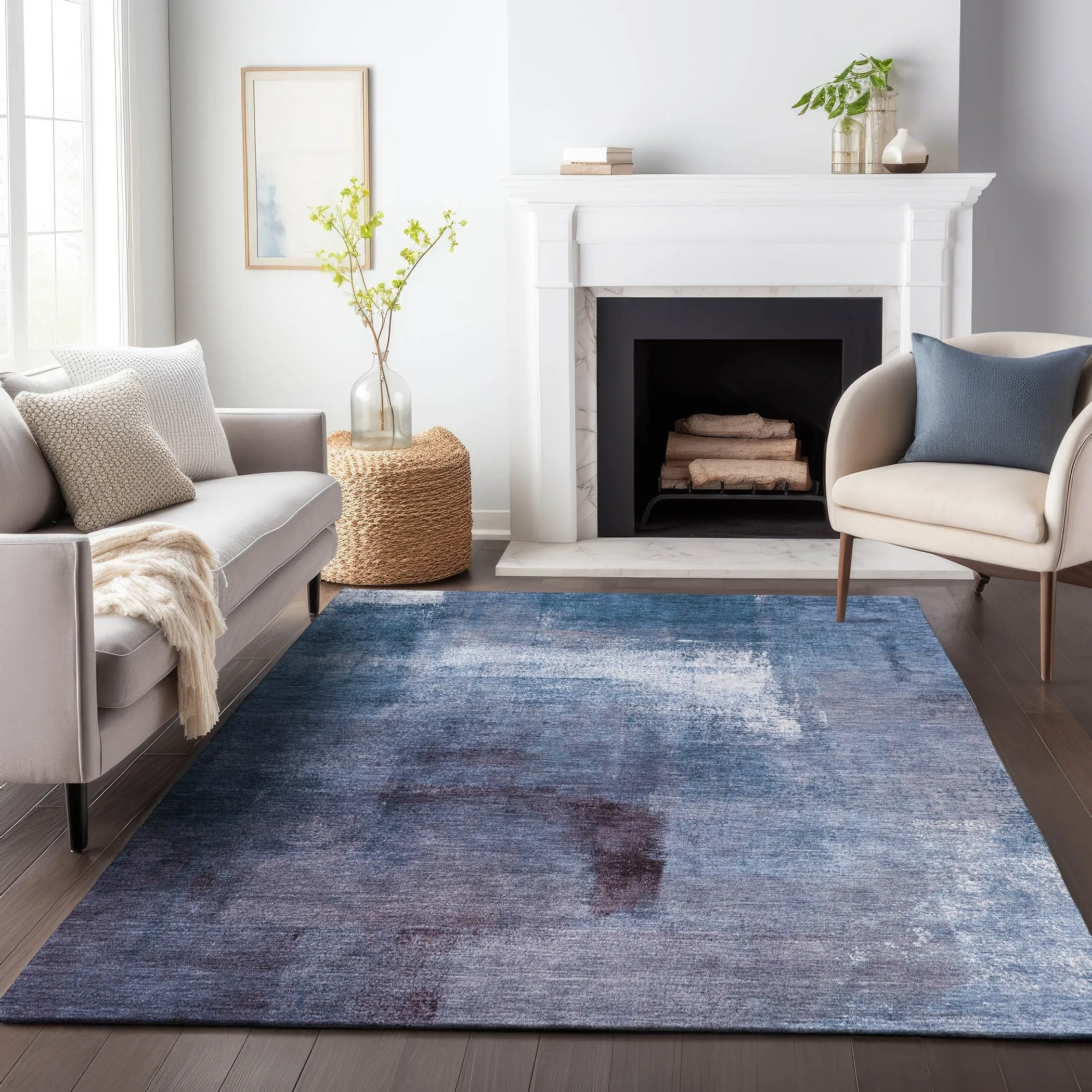 Machine Washable Indoor/ Outdoor Chantille Solid Ombre Rug