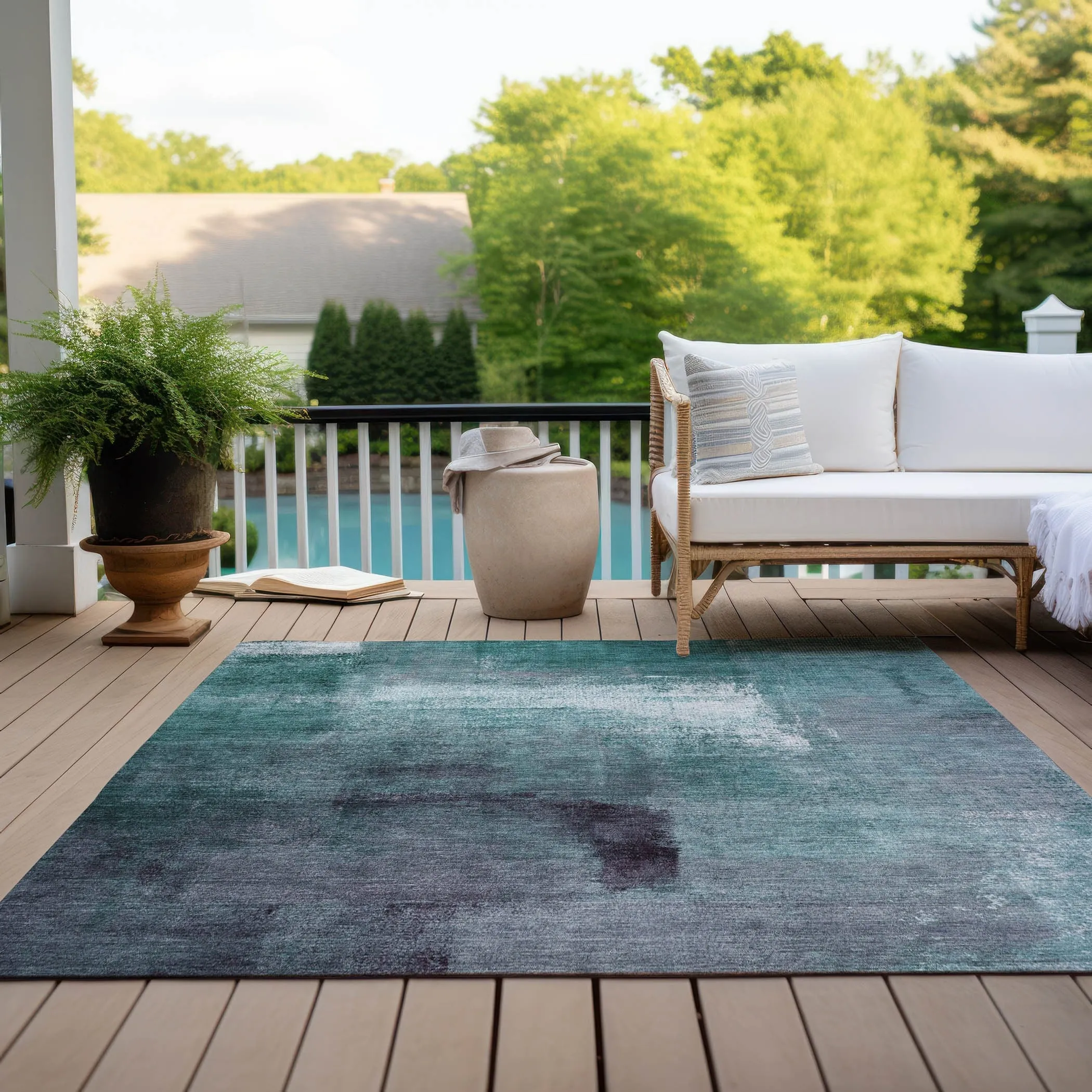 Machine Washable Indoor/ Outdoor Chantille Solid Ombre Rug