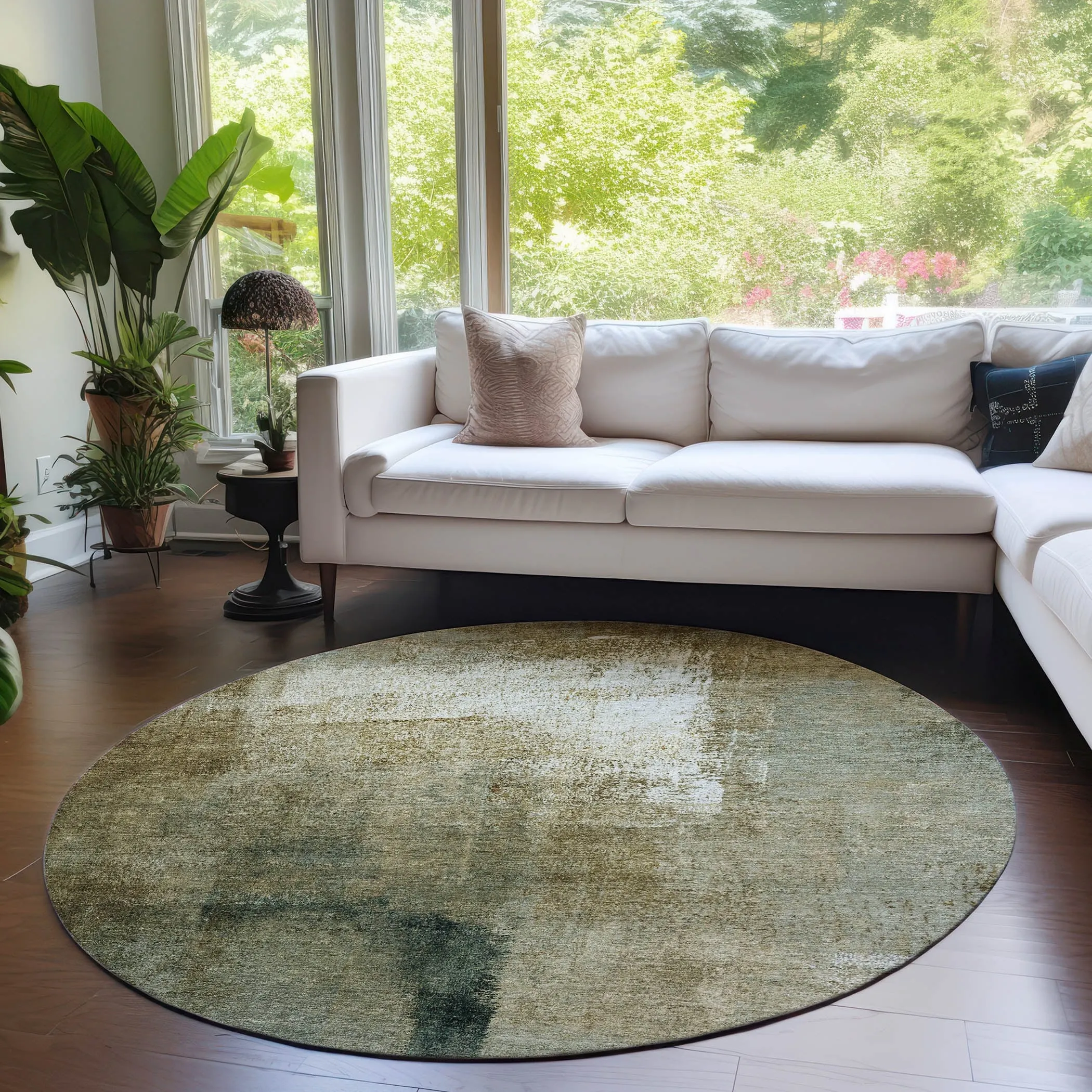 Machine Washable Indoor/ Outdoor Chantille Solid Ombre Rug