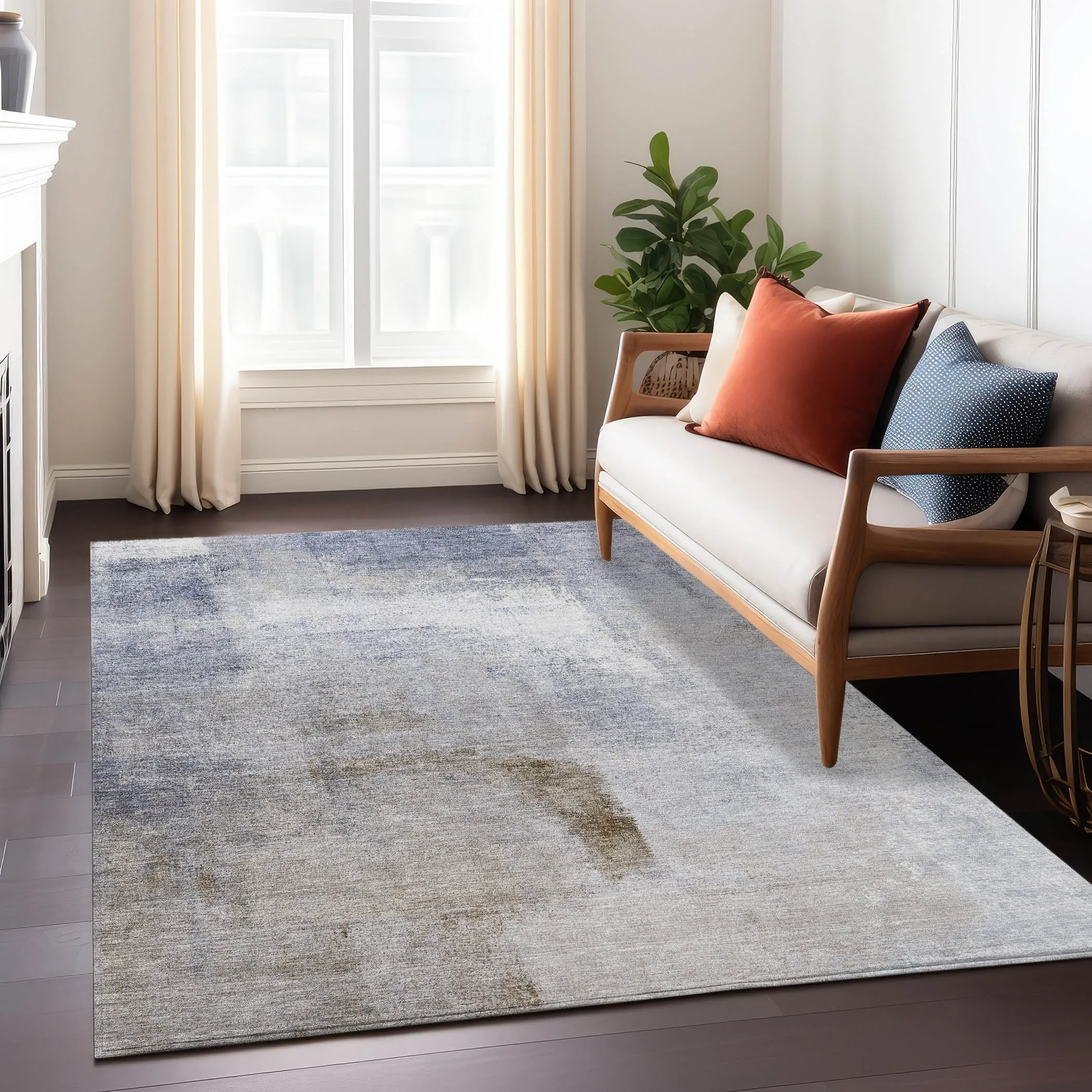 Machine Washable Indoor/ Outdoor Chantille Solid Ombre Rug