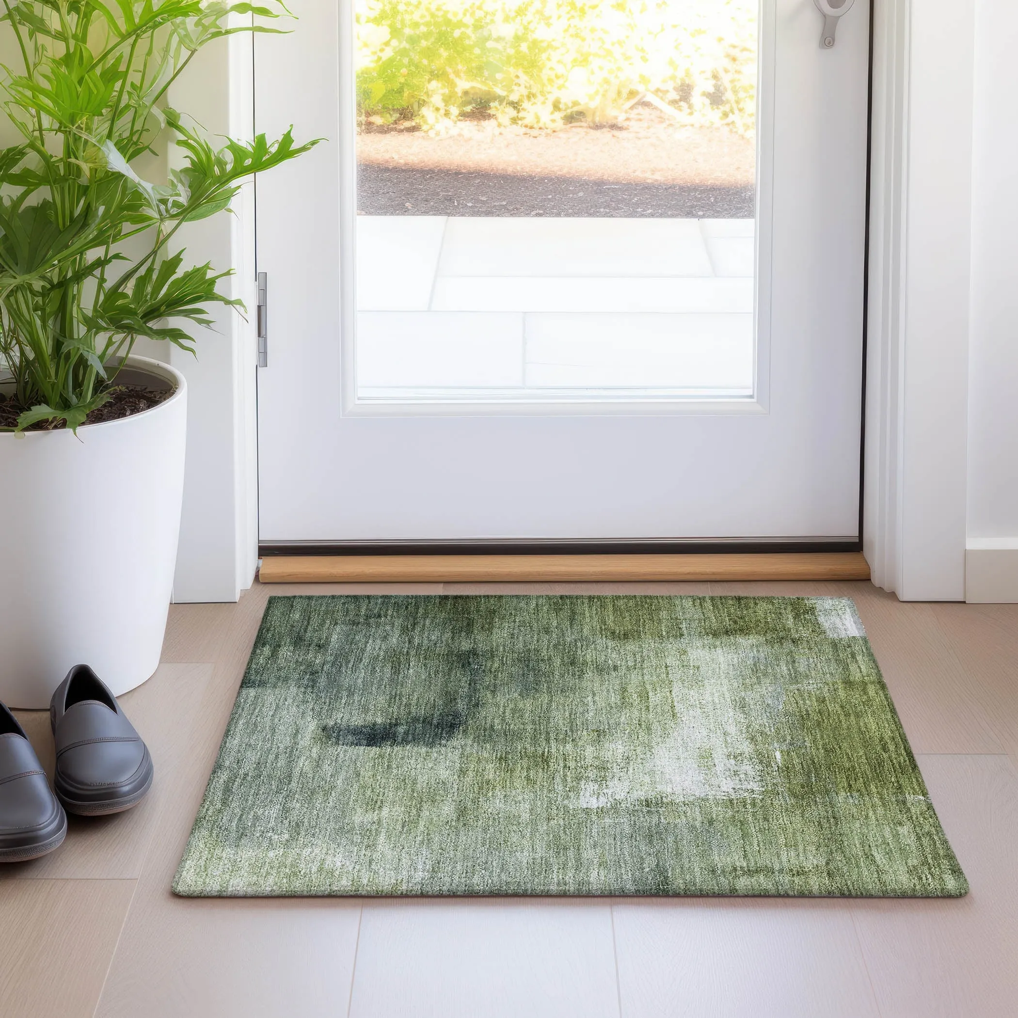 Machine Washable Indoor/ Outdoor Chantille Solid Ombre Rug