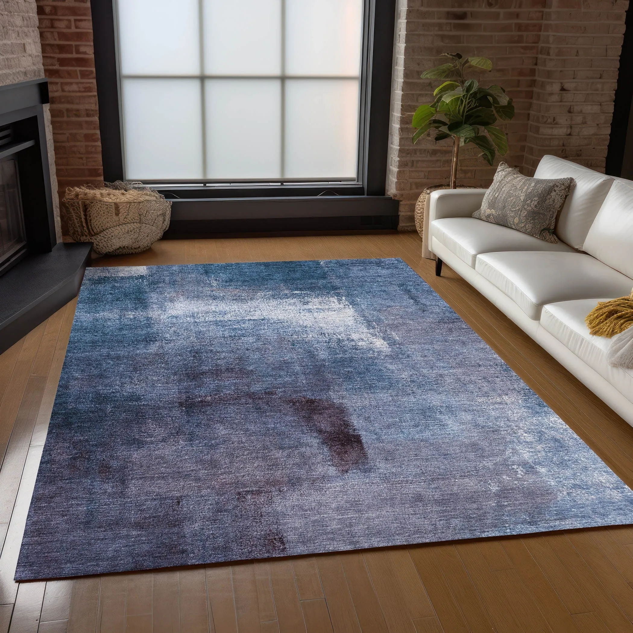Machine Washable Indoor/ Outdoor Chantille Solid Ombre Rug