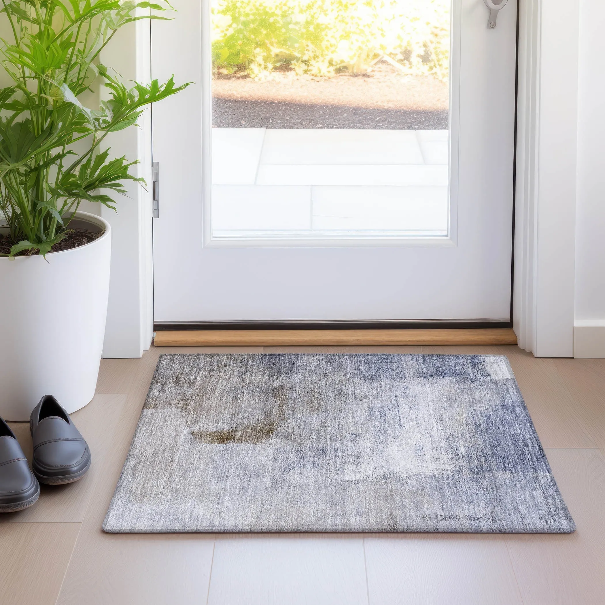 Machine Washable Indoor/ Outdoor Chantille Solid Ombre Rug