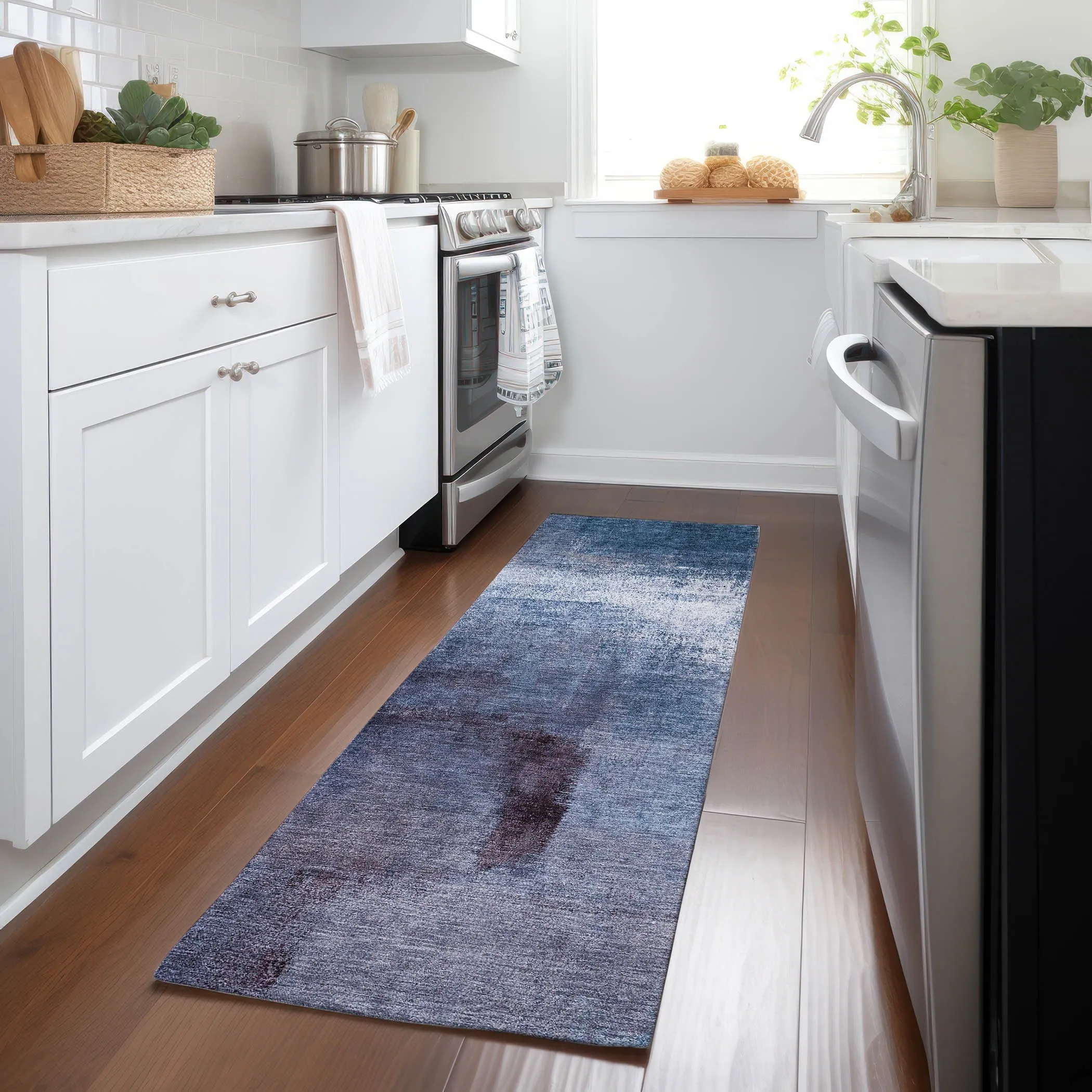 Machine Washable Indoor/ Outdoor Chantille Solid Ombre Rug
