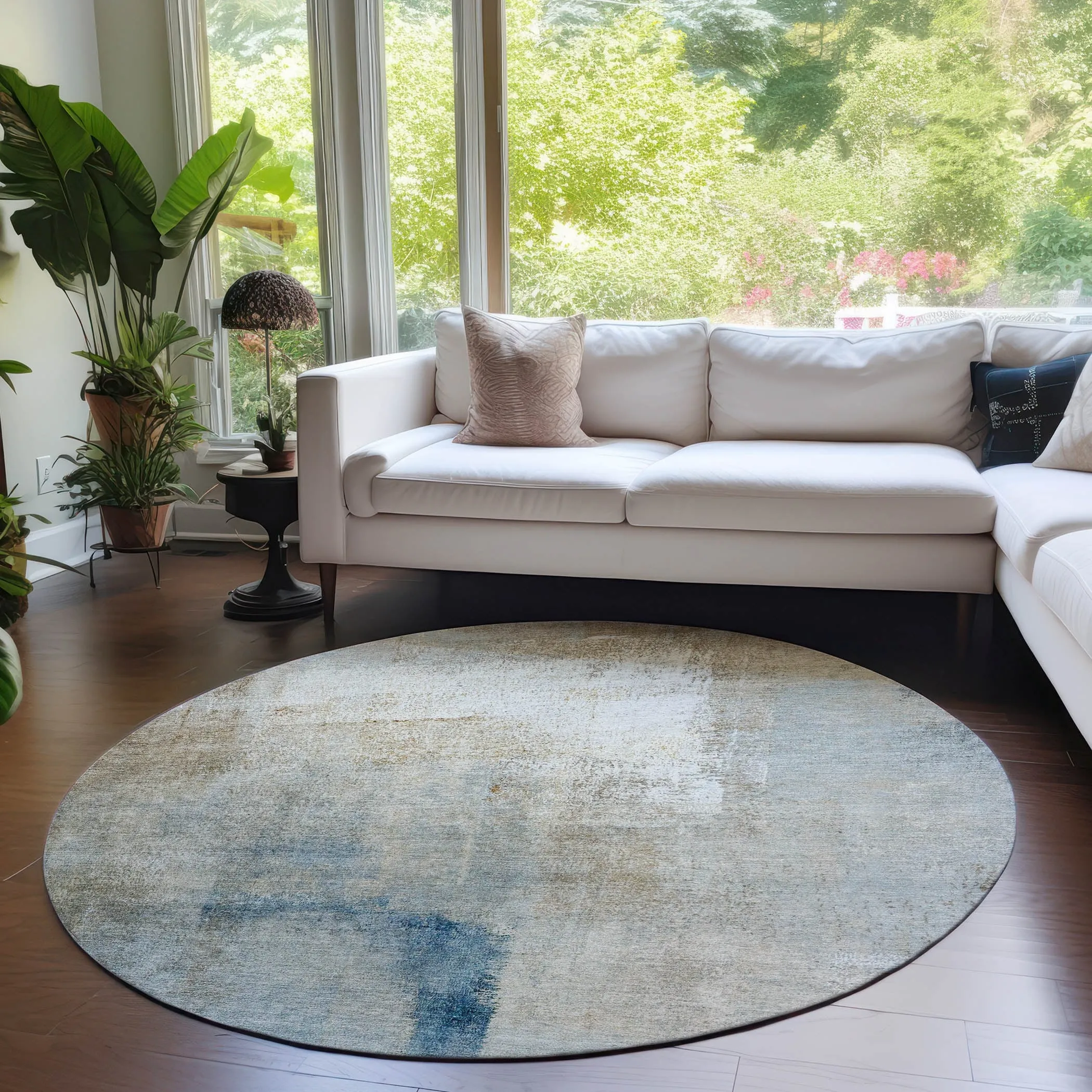 Machine Washable Indoor/ Outdoor Chantille Solid Ombre Rug
