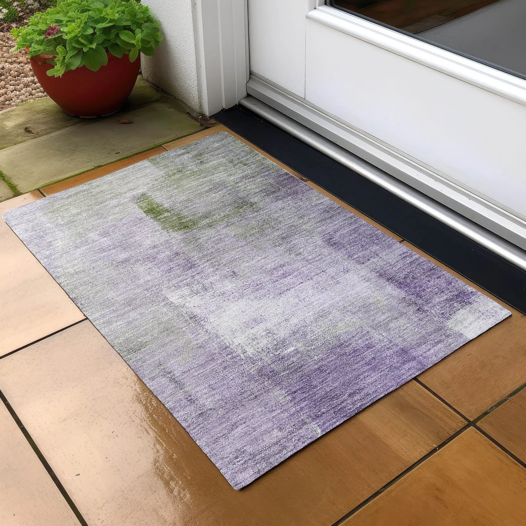 Machine Washable Indoor/ Outdoor Chantille Solid Ombre Rug