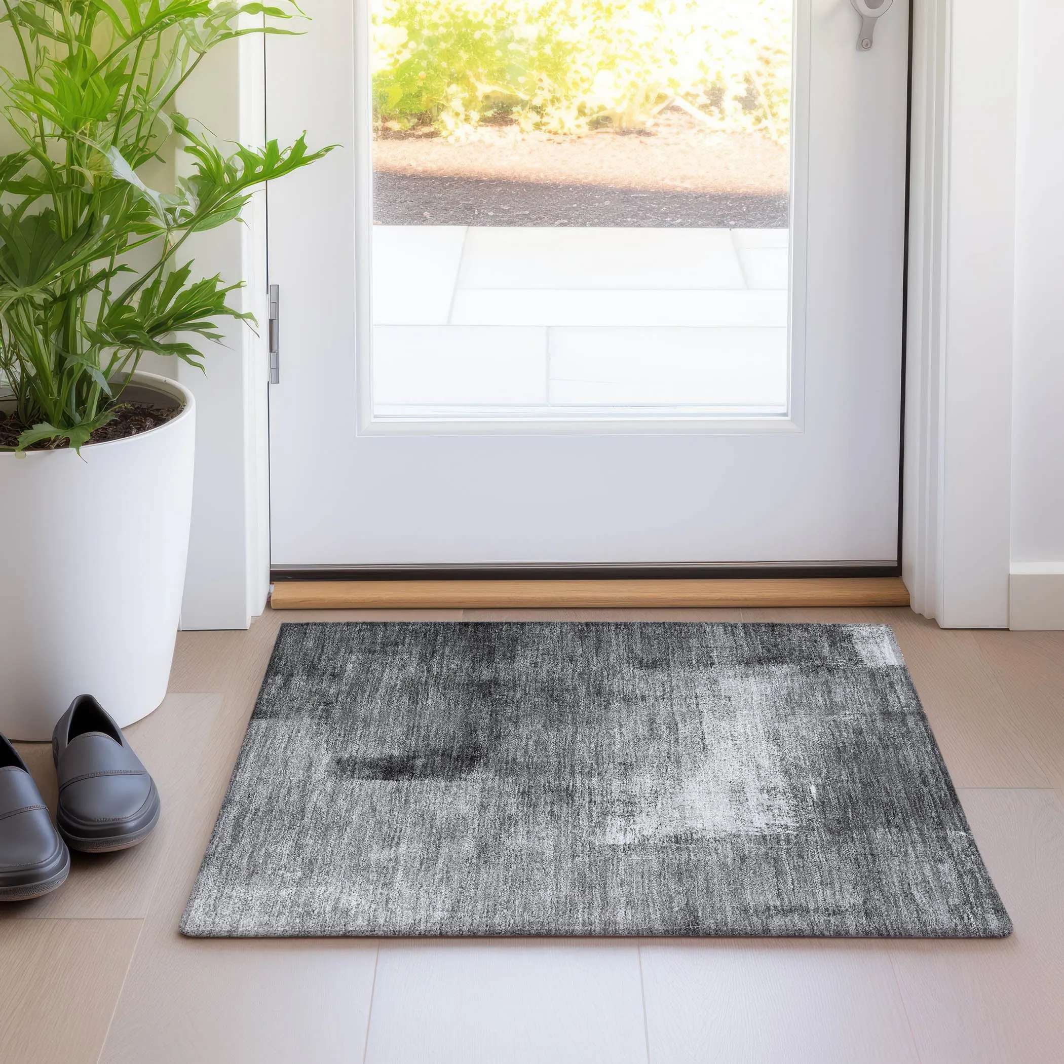 Machine Washable Indoor/ Outdoor Chantille Solid Ombre Rug