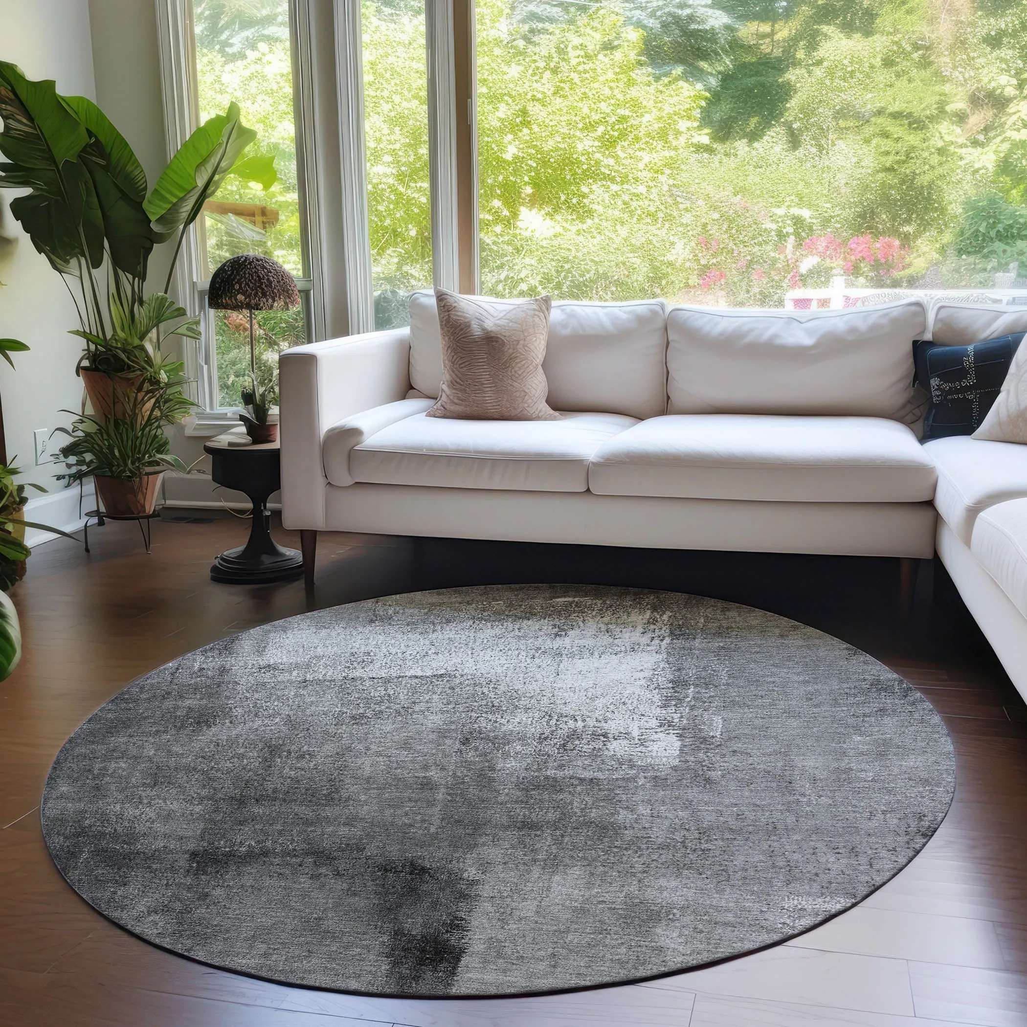 Machine Washable Indoor/ Outdoor Chantille Solid Ombre Rug