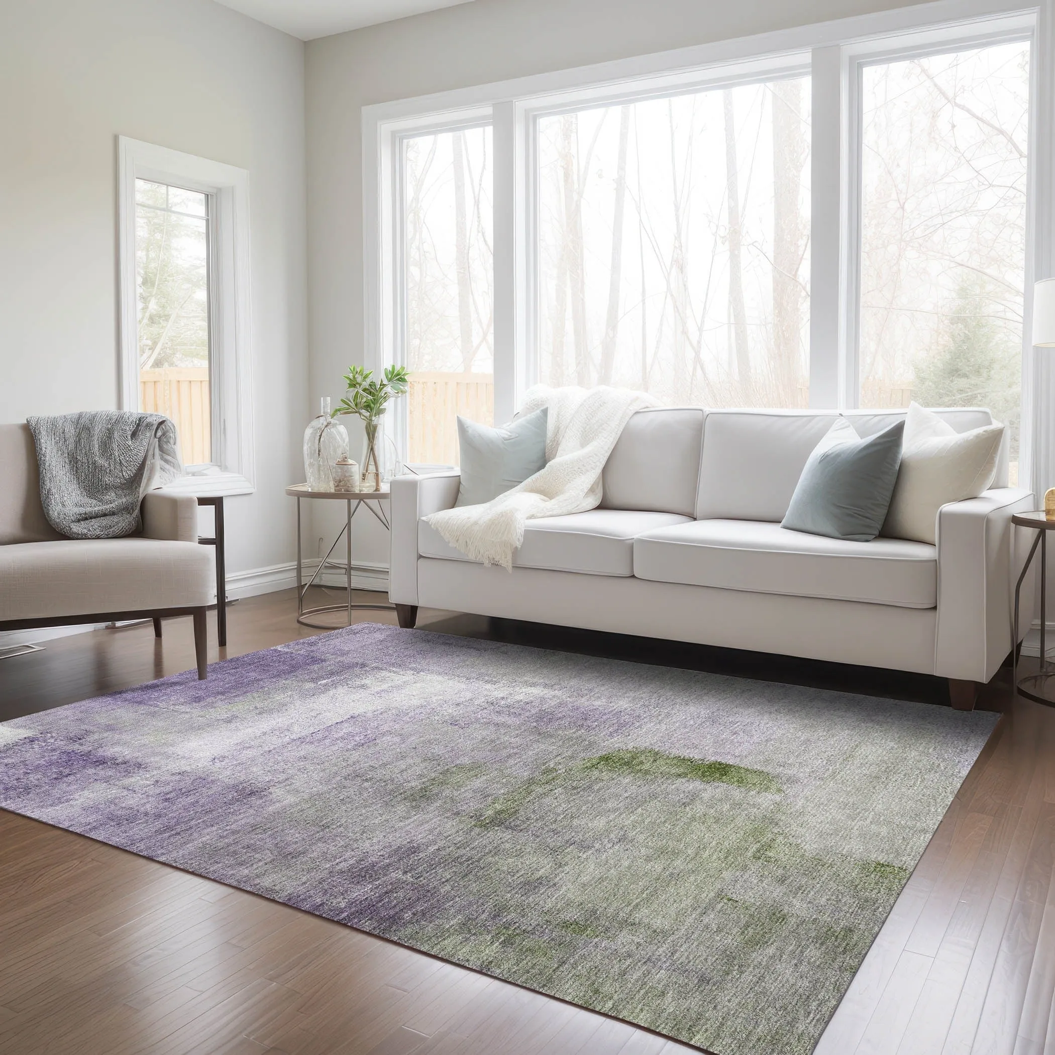 Machine Washable Indoor/ Outdoor Chantille Solid Ombre Rug