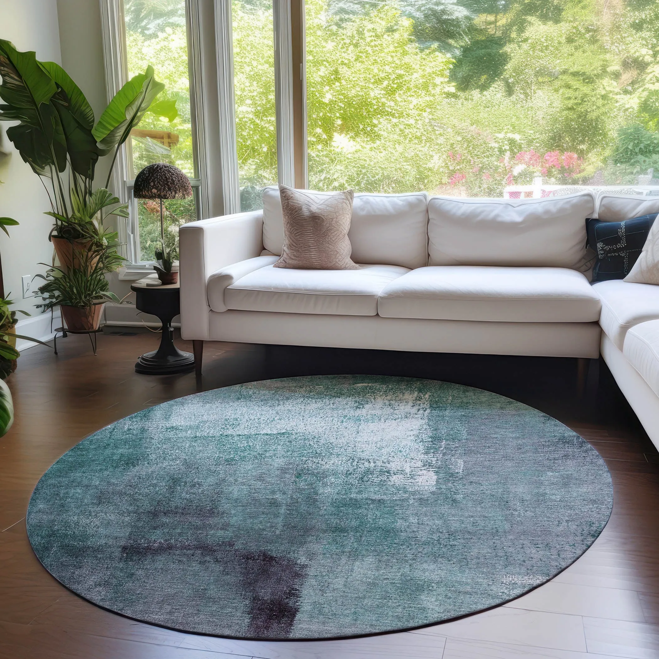 Machine Washable Indoor/ Outdoor Chantille Solid Ombre Rug