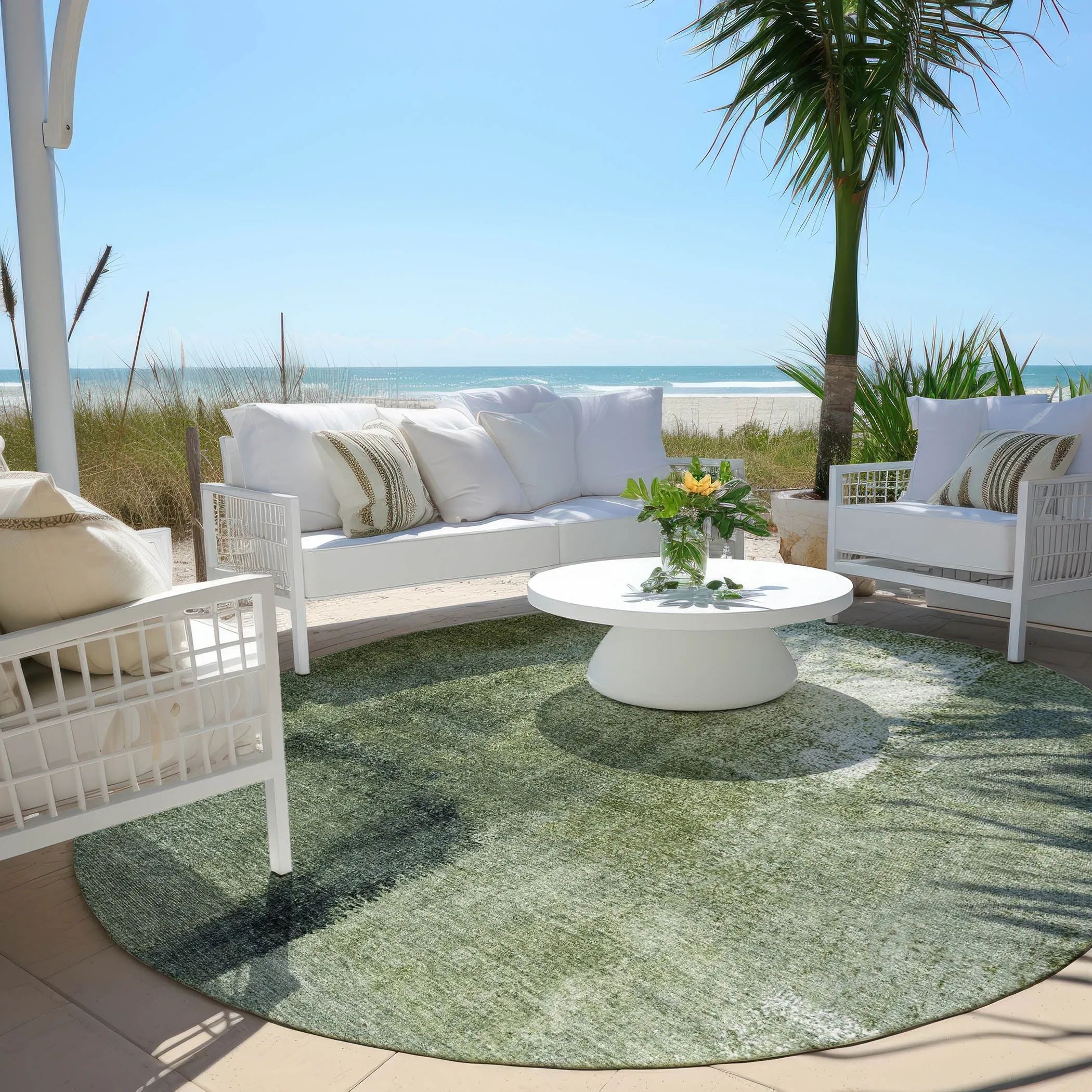 Machine Washable Indoor/ Outdoor Chantille Solid Ombre Rug