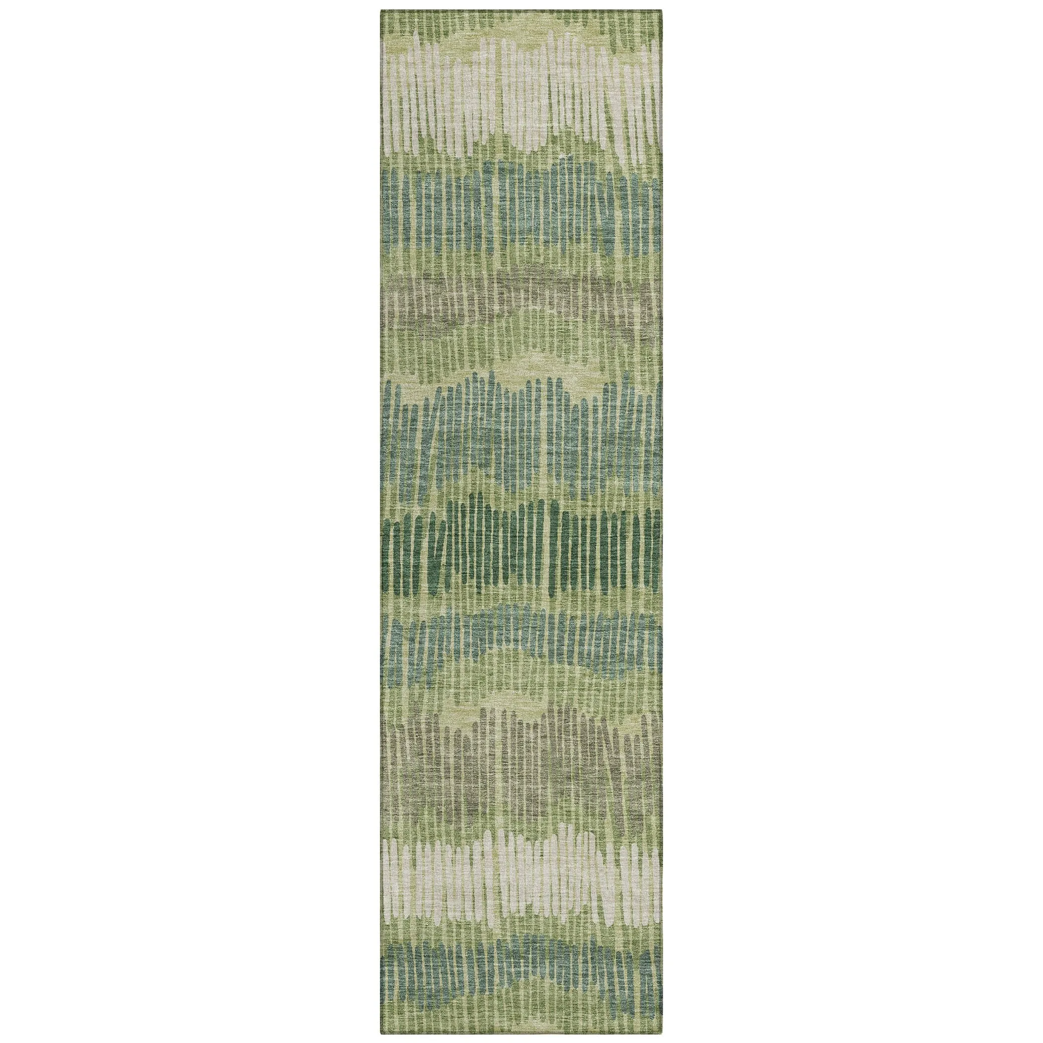 Machine Washable Indoor/ Outdoor Chantille Stripe Abstract Rug