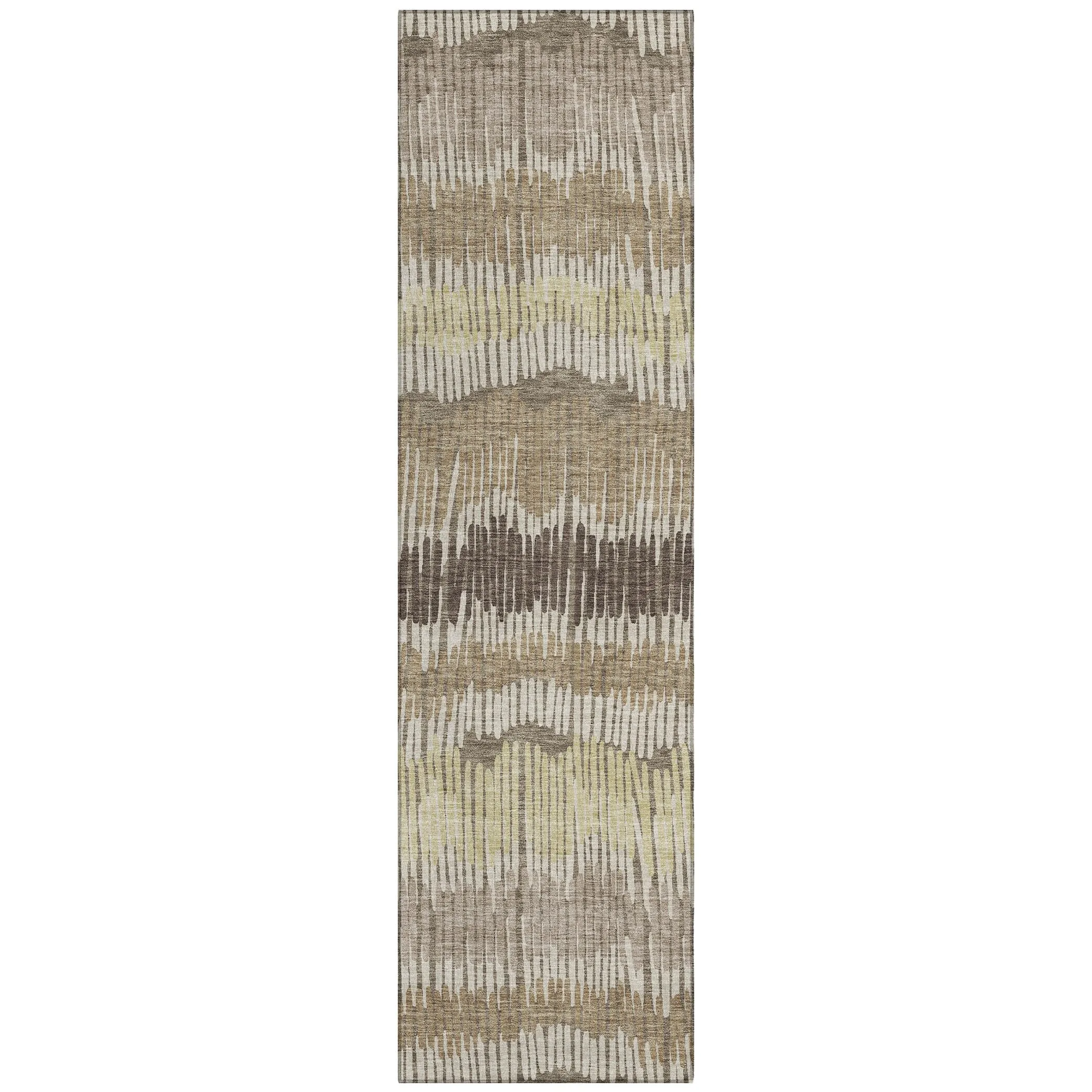 Machine Washable Indoor/ Outdoor Chantille Stripe Abstract Rug