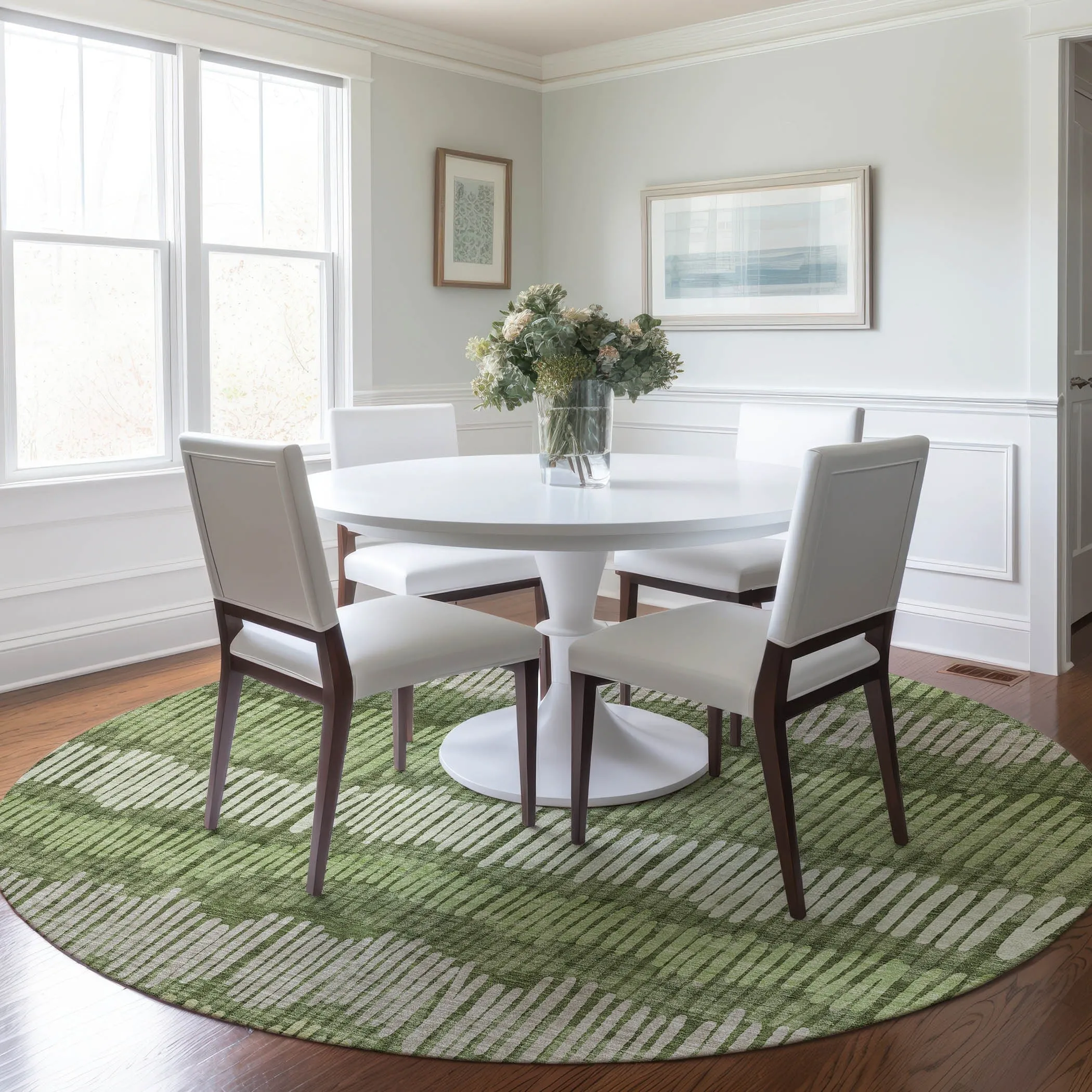 Machine Washable Indoor/ Outdoor Chantille Stripe Abstract Rug