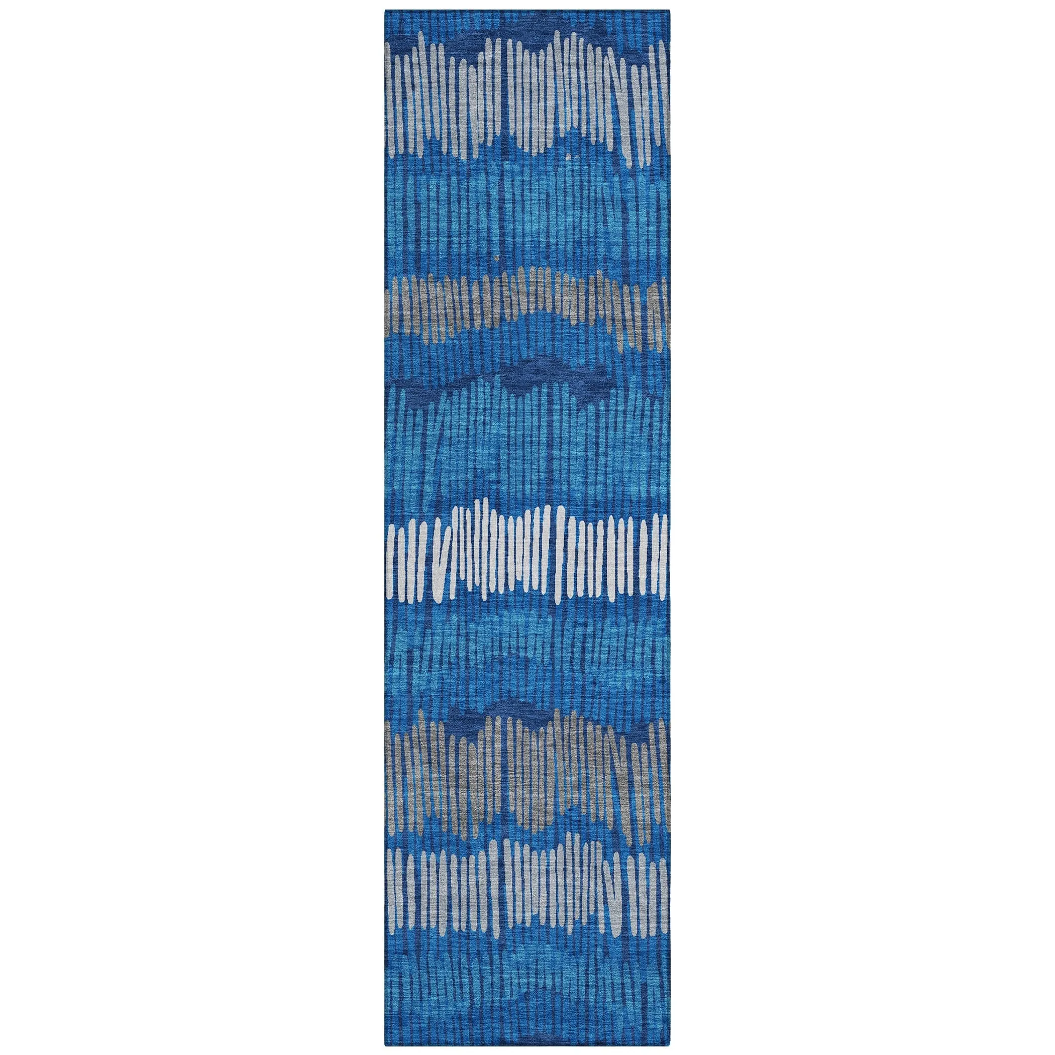 Machine Washable Indoor/ Outdoor Chantille Stripe Abstract Rug