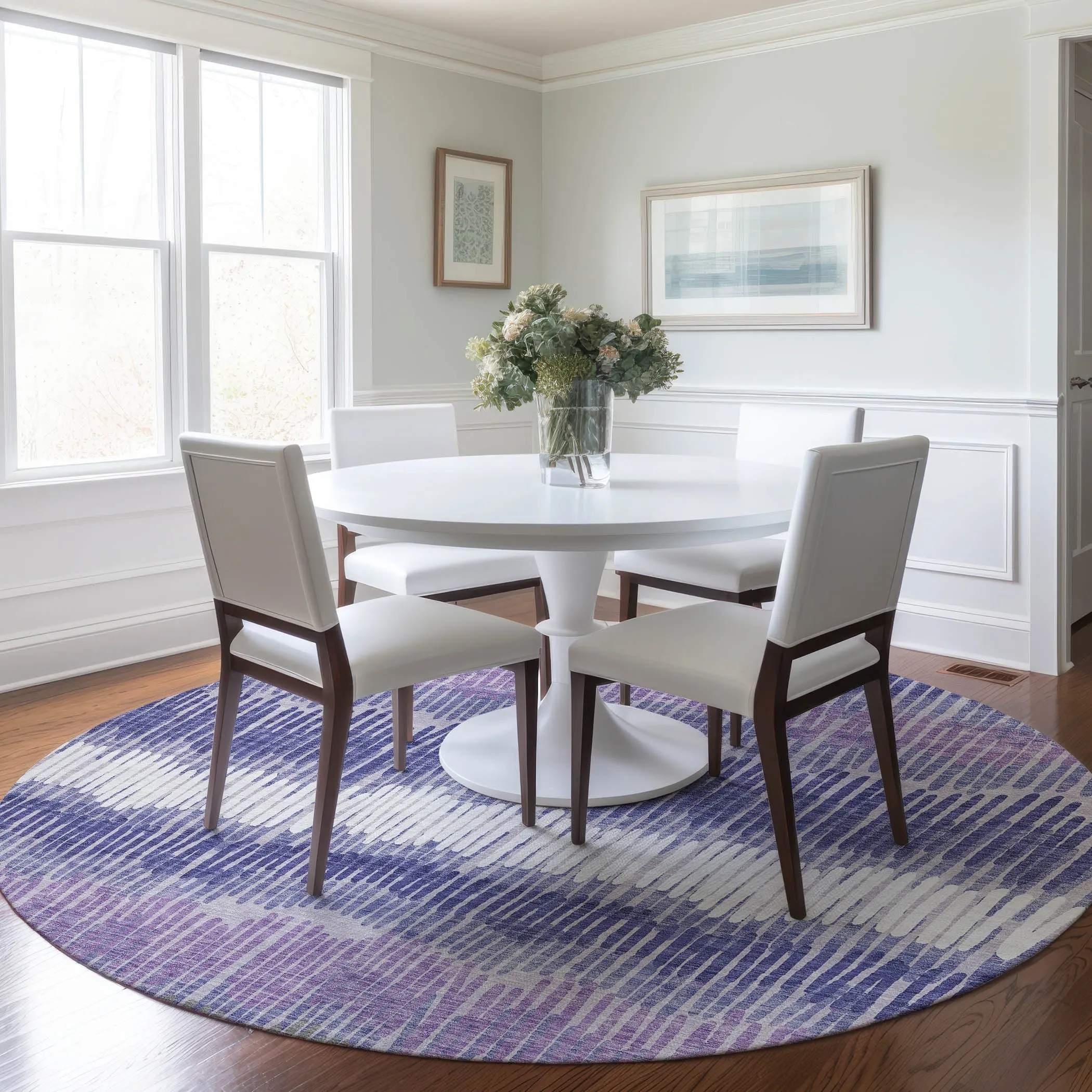 Machine Washable Indoor/ Outdoor Chantille Stripe Abstract Rug