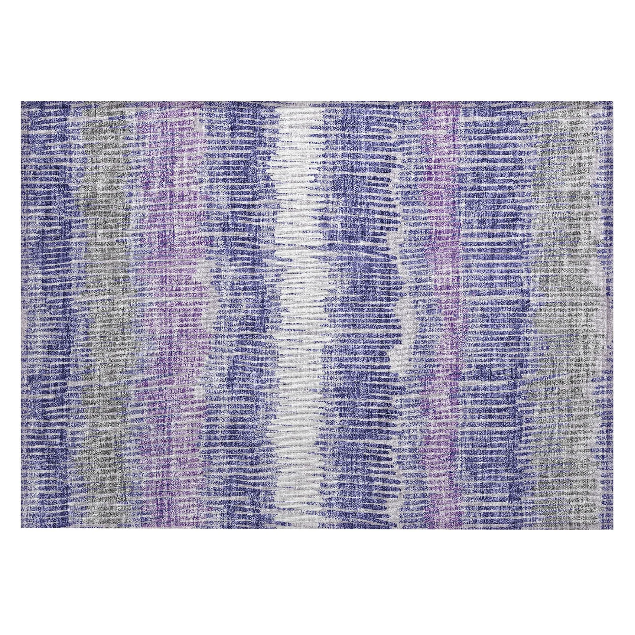 Machine Washable Indoor/ Outdoor Chantille Stripe Abstract Rug