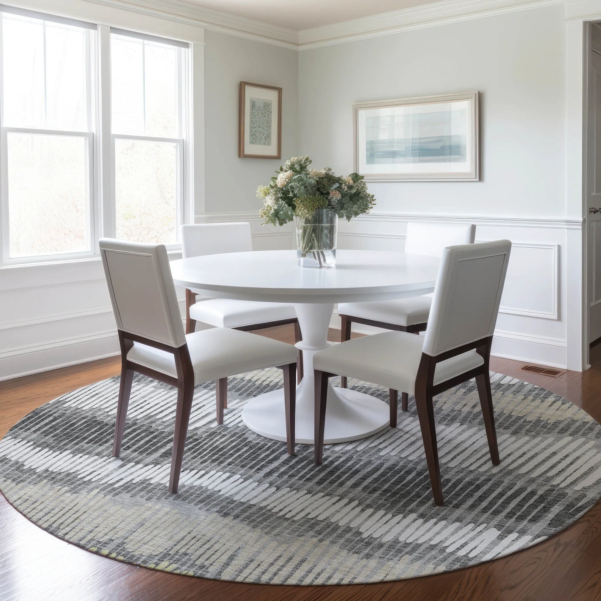 Machine Washable Indoor/ Outdoor Chantille Stripe Abstract Rug