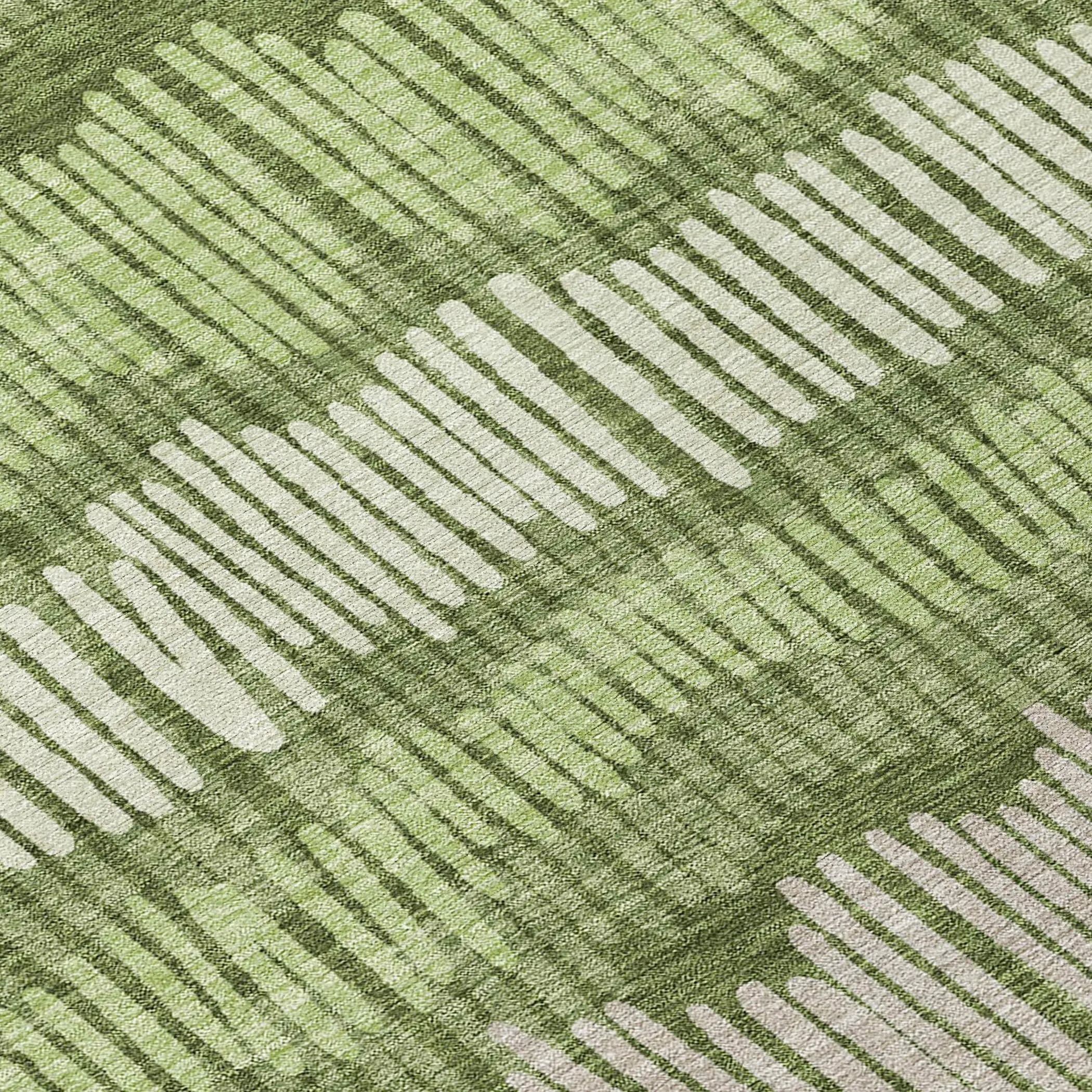 Machine Washable Indoor/ Outdoor Chantille Stripe Abstract Rug