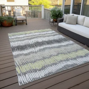 Machine Washable Indoor/ Outdoor Chantille Stripe Abstract Rug