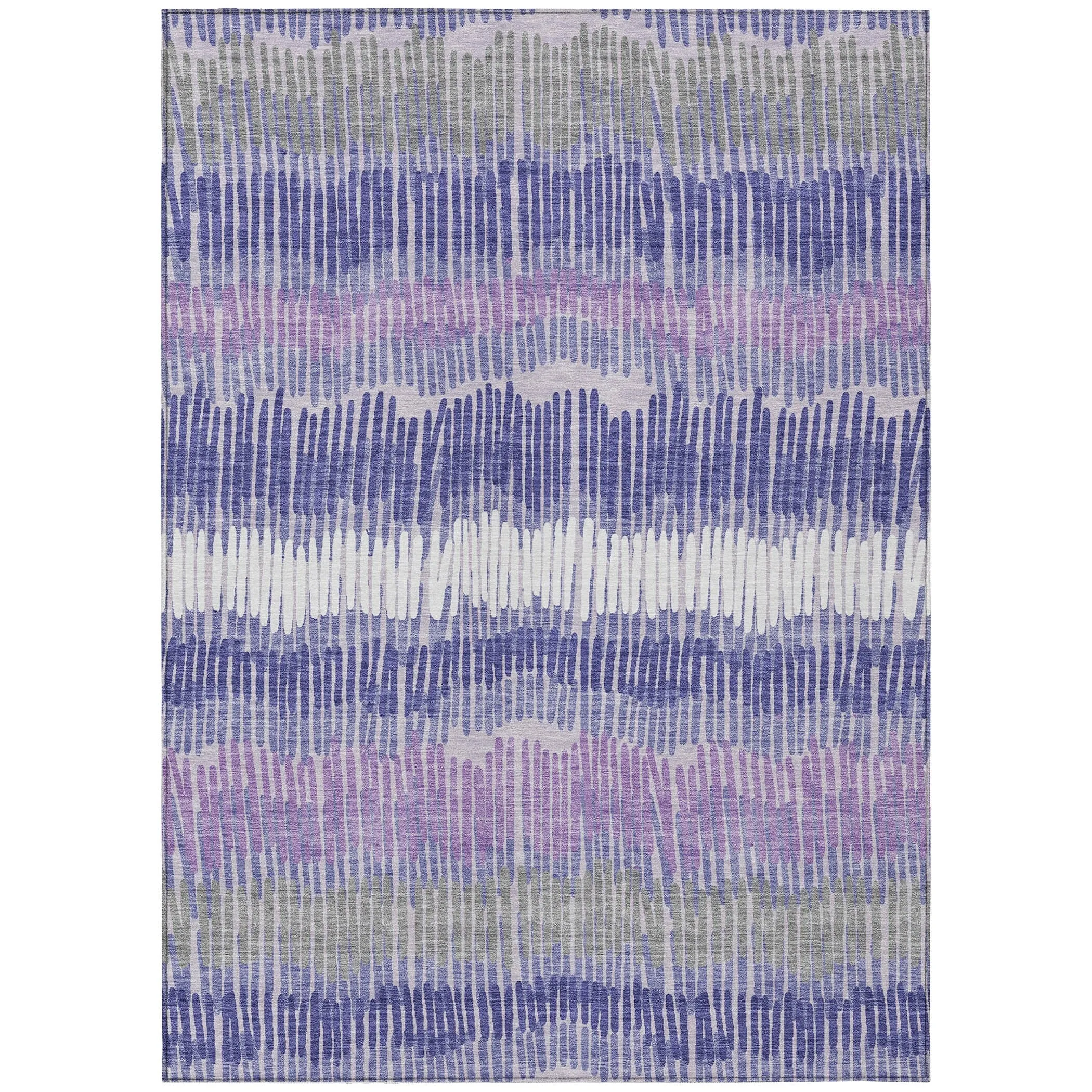 Machine Washable Indoor/ Outdoor Chantille Stripe Abstract Rug