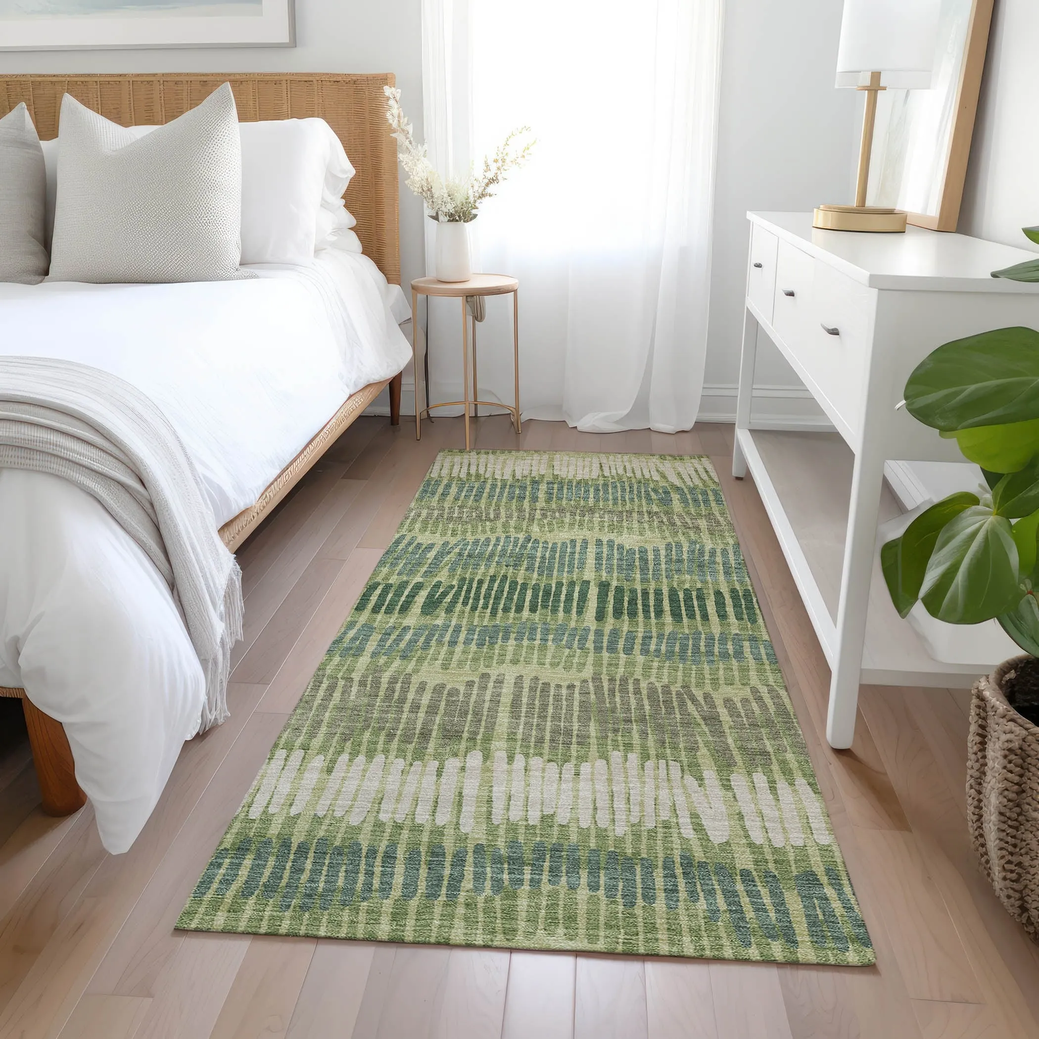 Machine Washable Indoor/ Outdoor Chantille Stripe Abstract Rug