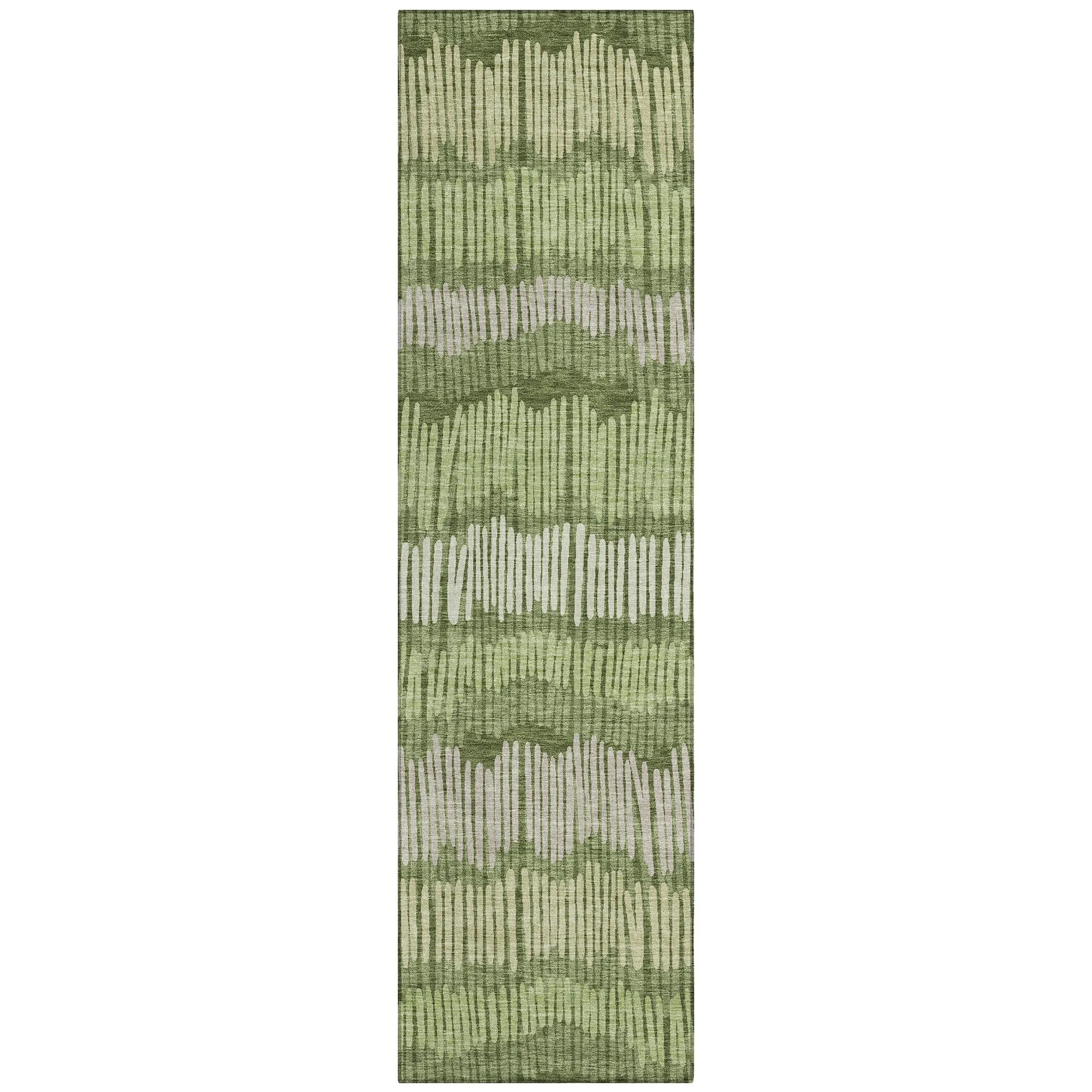 Machine Washable Indoor/ Outdoor Chantille Stripe Abstract Rug