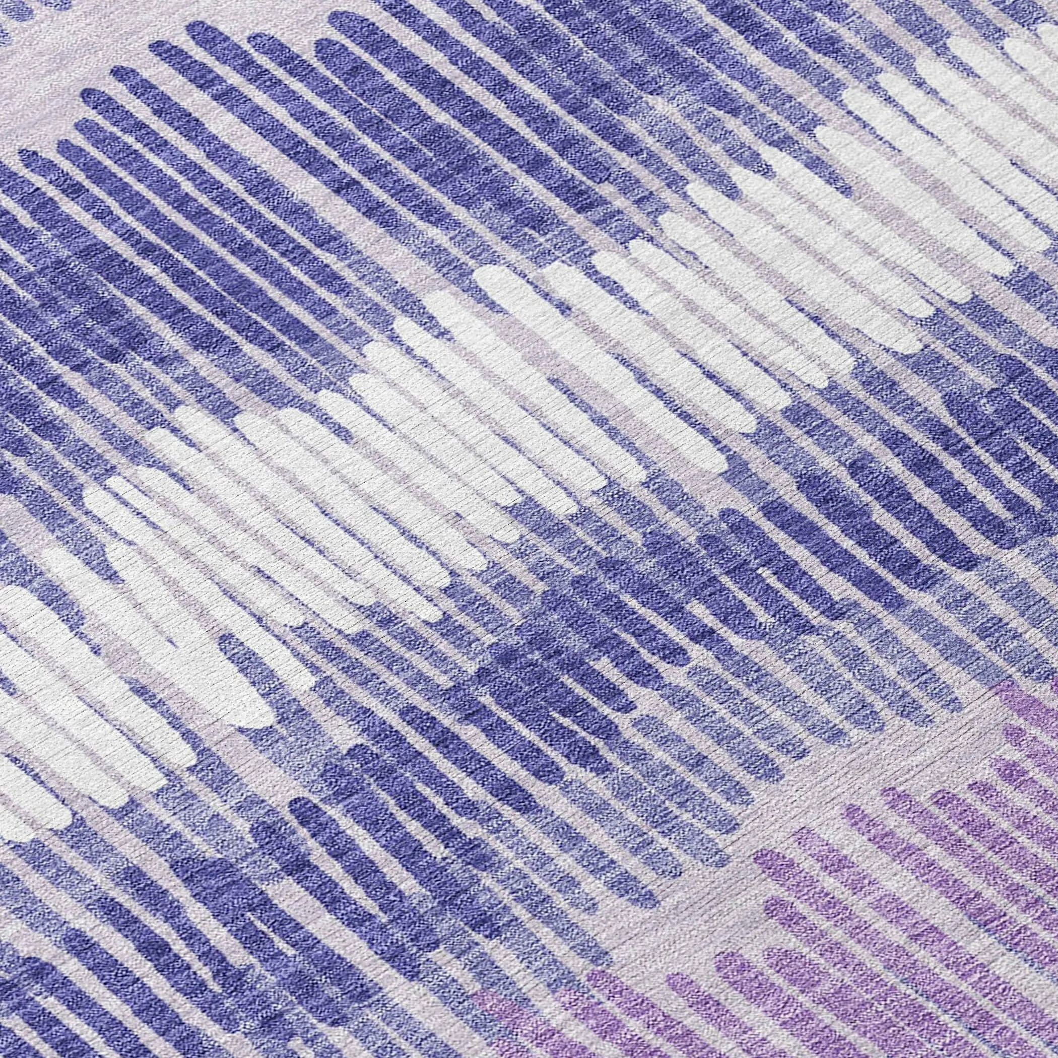 Machine Washable Indoor/ Outdoor Chantille Stripe Abstract Rug