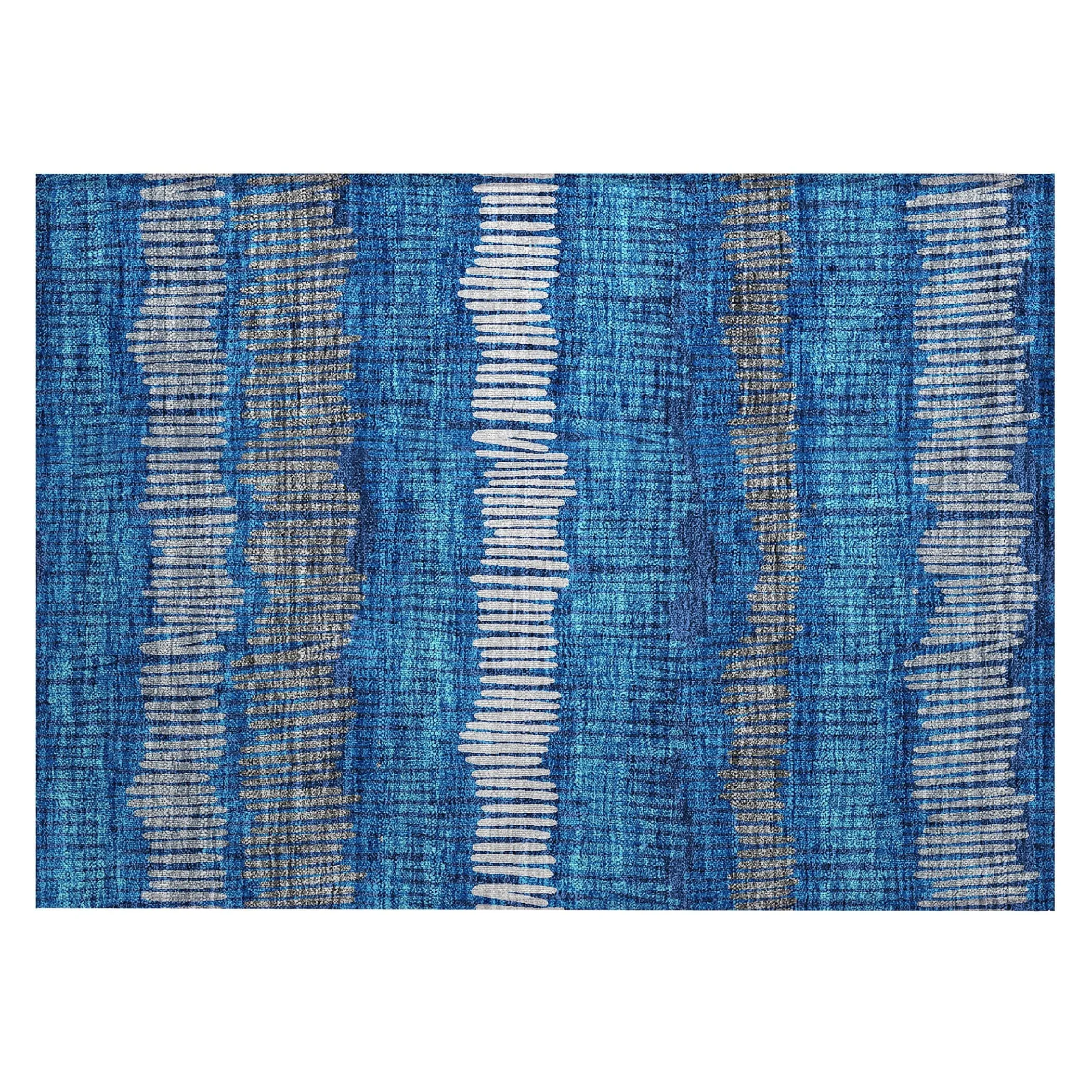 Machine Washable Indoor/ Outdoor Chantille Stripe Abstract Rug