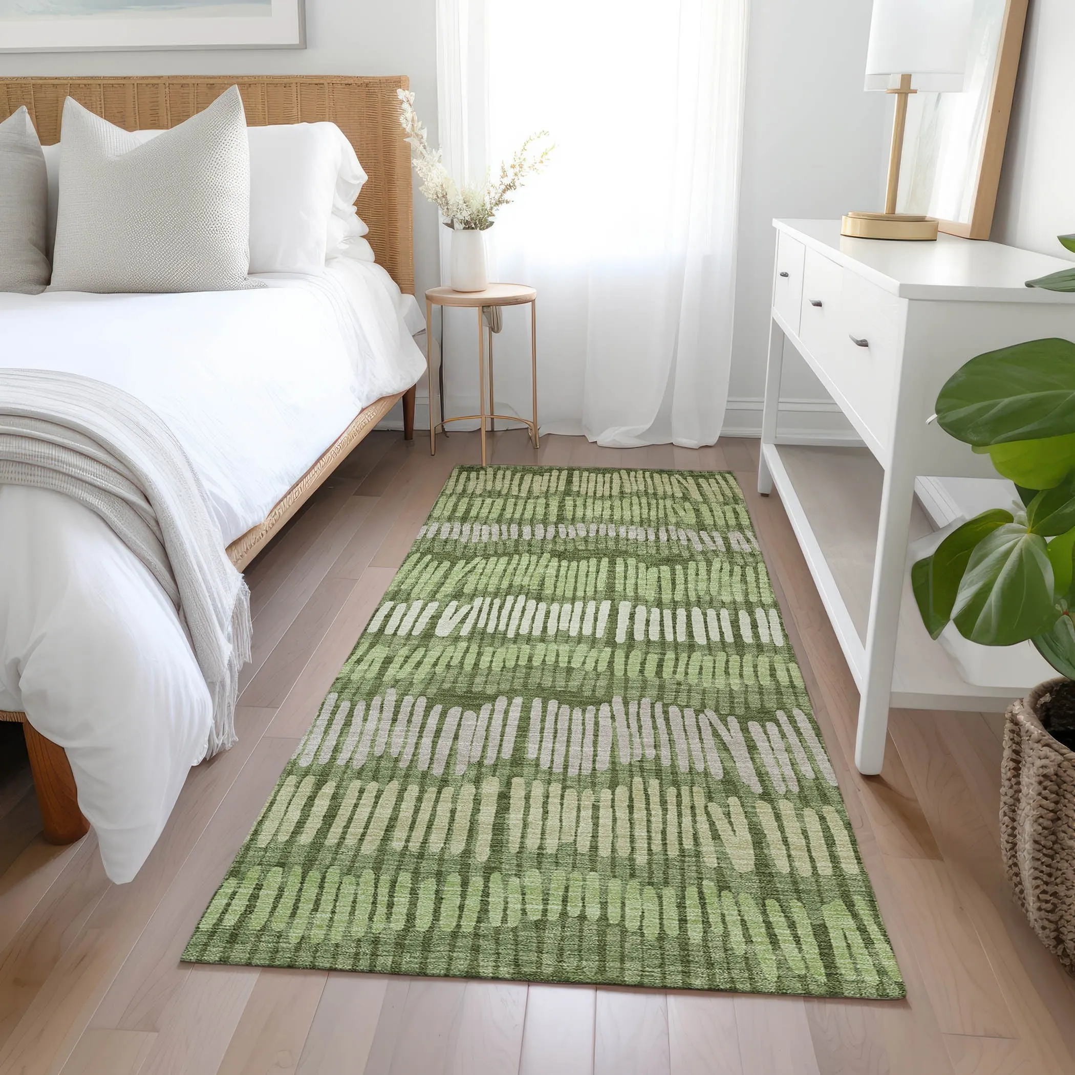 Machine Washable Indoor/ Outdoor Chantille Stripe Abstract Rug