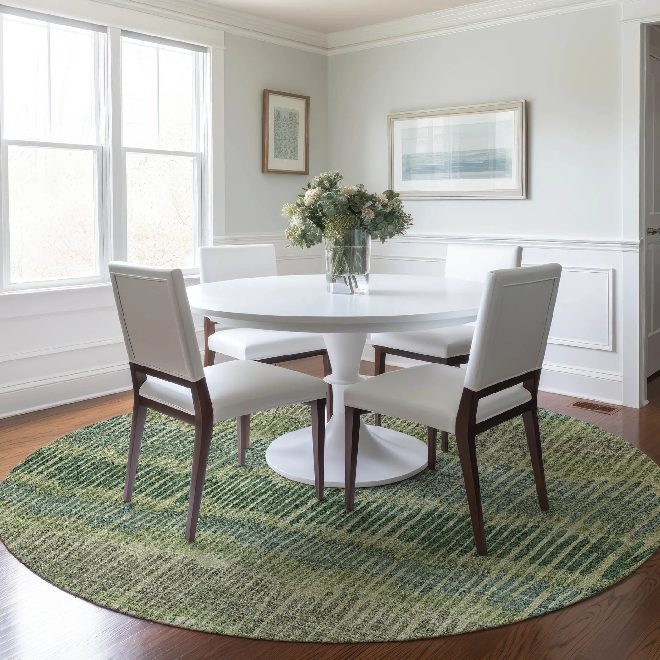 Machine Washable Indoor/ Outdoor Chantille Stripe Abstract Rug