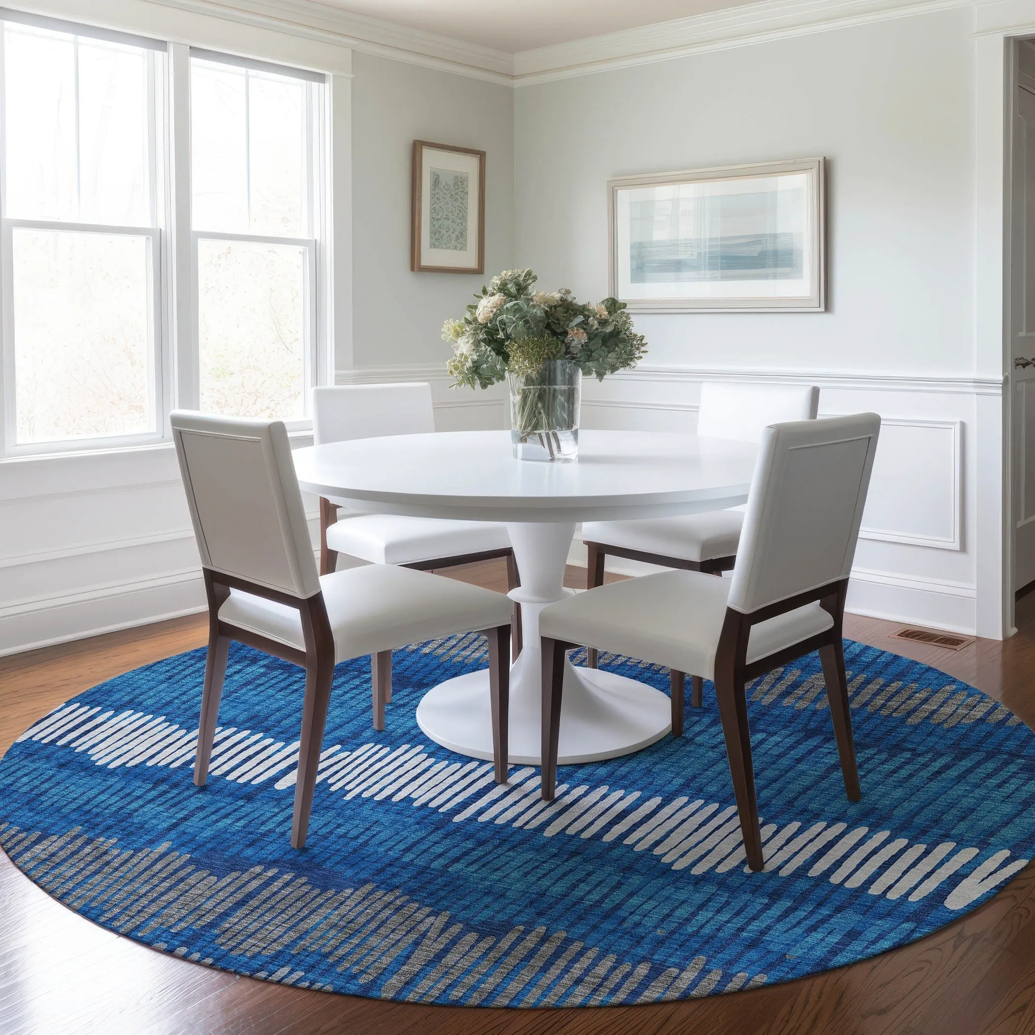 Machine Washable Indoor/ Outdoor Chantille Stripe Abstract Rug