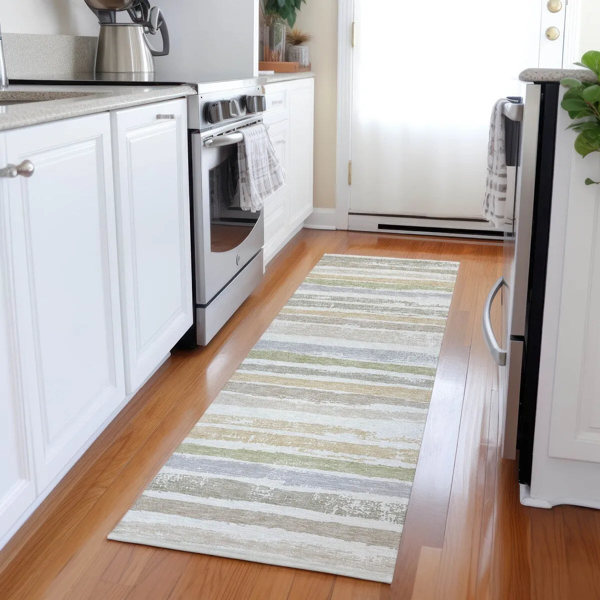 Machine Washable Indoor/ Outdoor Chantille Stripe Rug