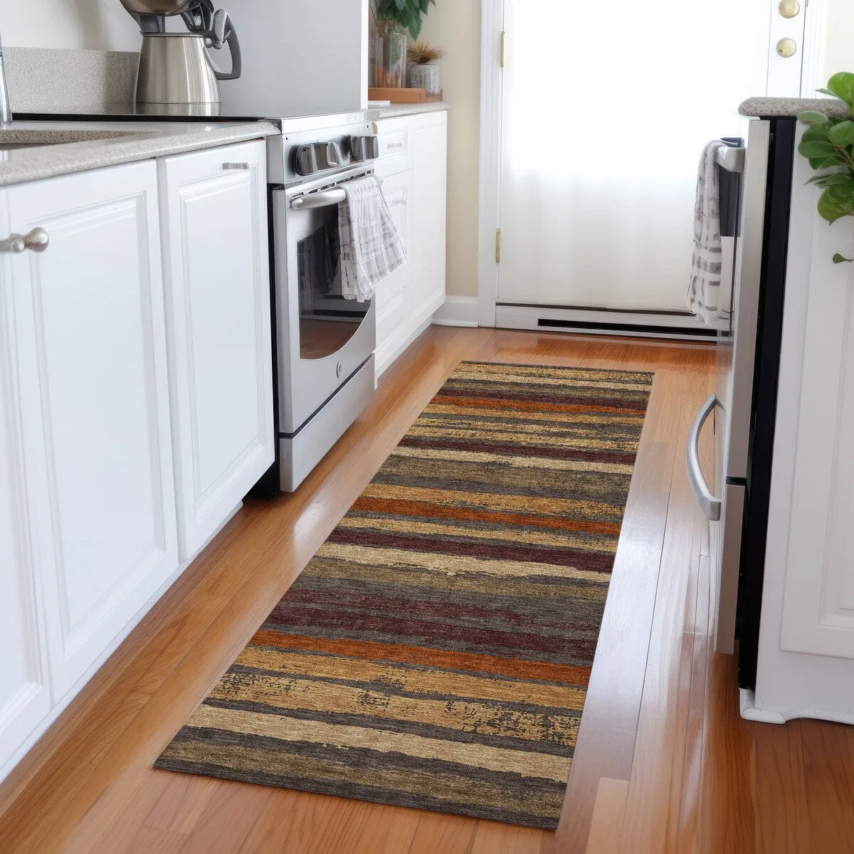 Machine Washable Indoor/ Outdoor Chantille Stripe Rug