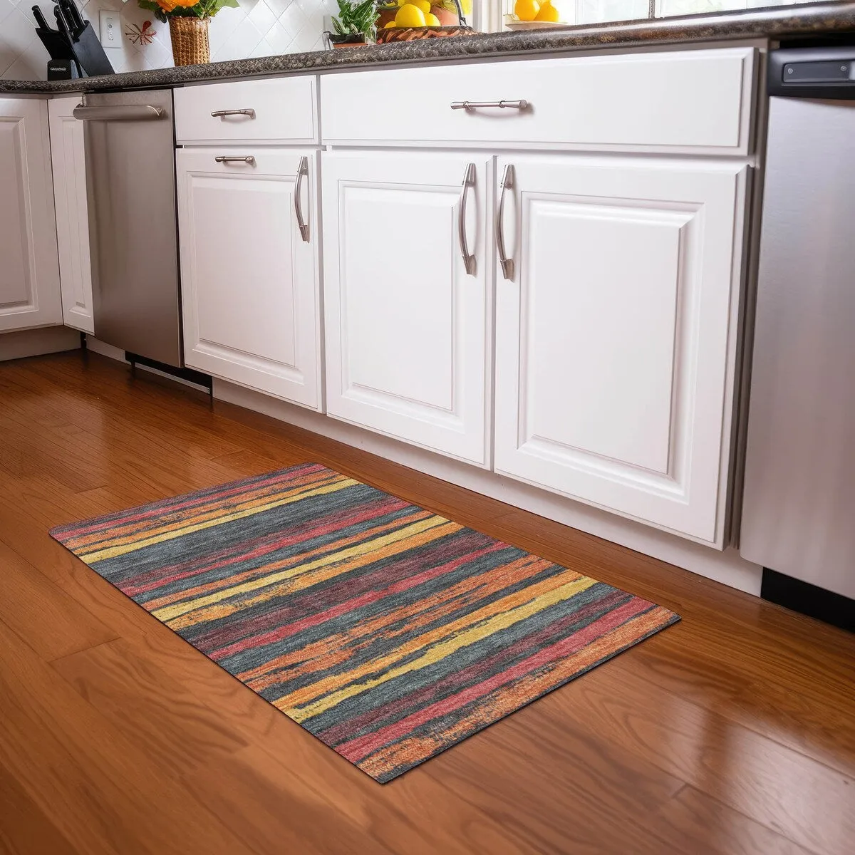 Machine Washable Indoor/ Outdoor Chantille Stripe Rug