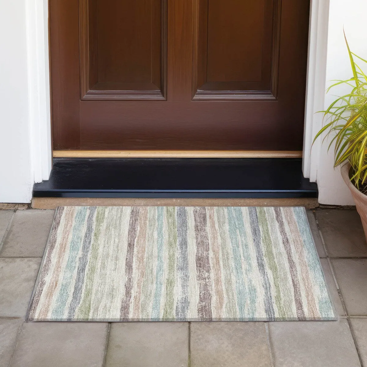 Machine Washable Indoor/ Outdoor Chantille Stripe Rug