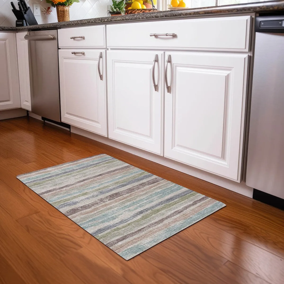 Machine Washable Indoor/ Outdoor Chantille Stripe Rug