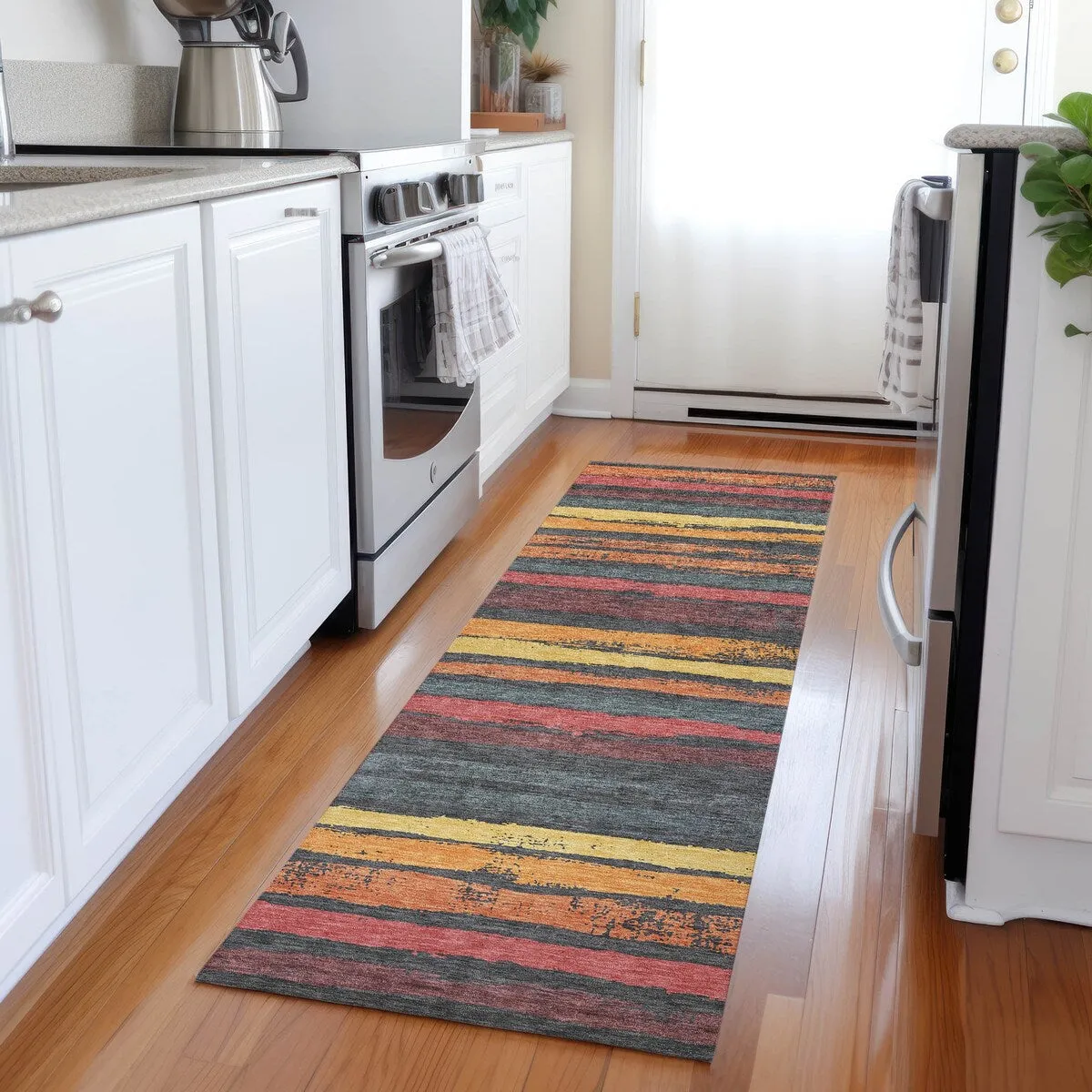 Machine Washable Indoor/ Outdoor Chantille Stripe Rug