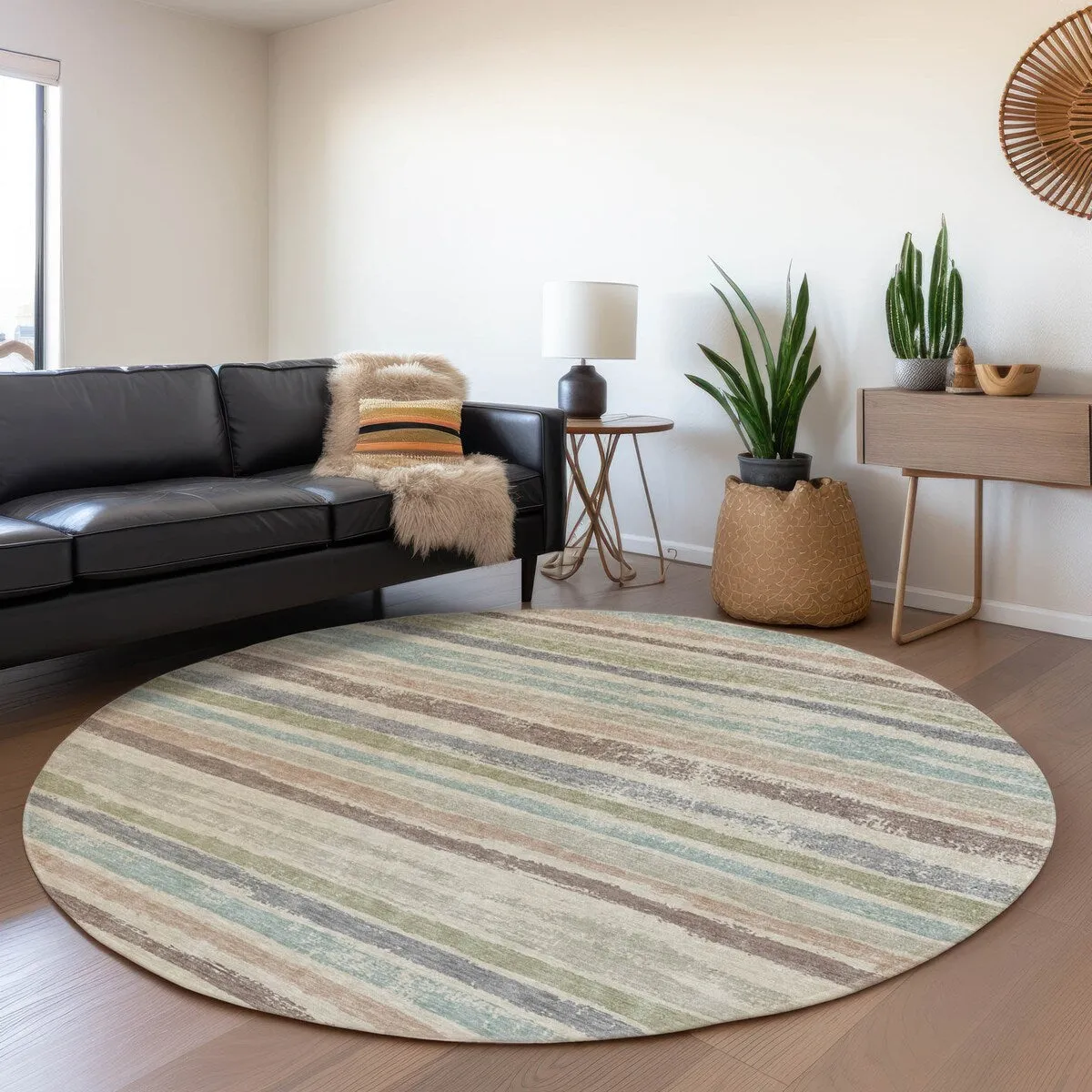 Machine Washable Indoor/ Outdoor Chantille Stripe Rug