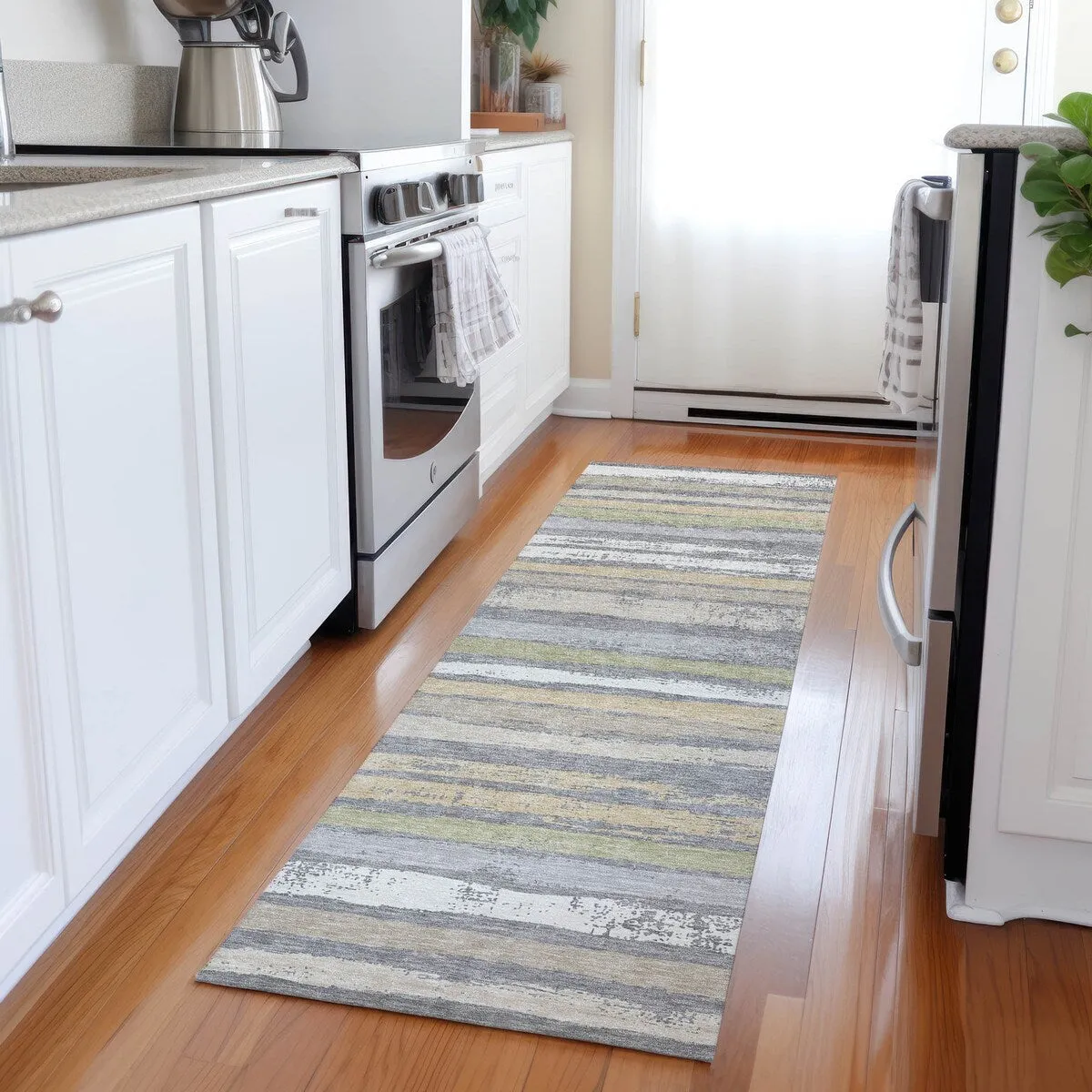Machine Washable Indoor/ Outdoor Chantille Stripe Rug