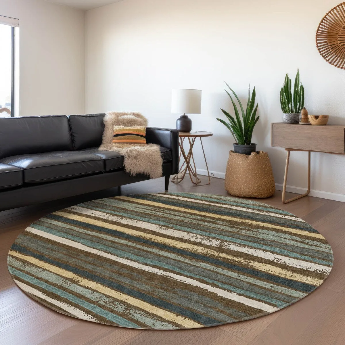 Machine Washable Indoor/ Outdoor Chantille Stripe Rug