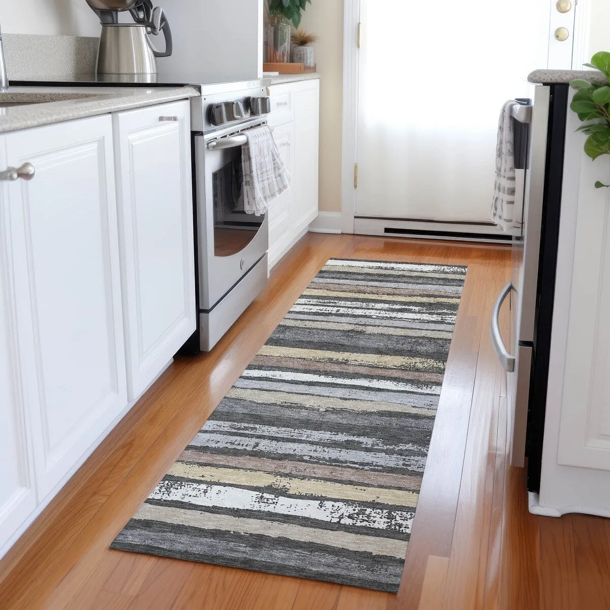 Machine Washable Indoor/ Outdoor Chantille Stripe Rug