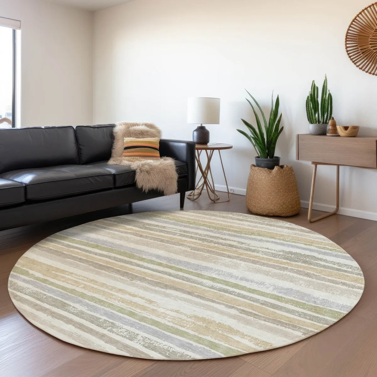 Machine Washable Indoor/ Outdoor Chantille Stripe Rug