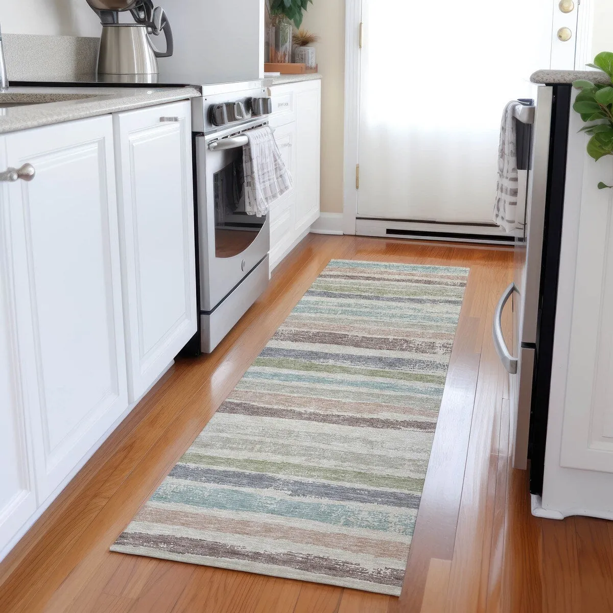Machine Washable Indoor/ Outdoor Chantille Stripe Rug